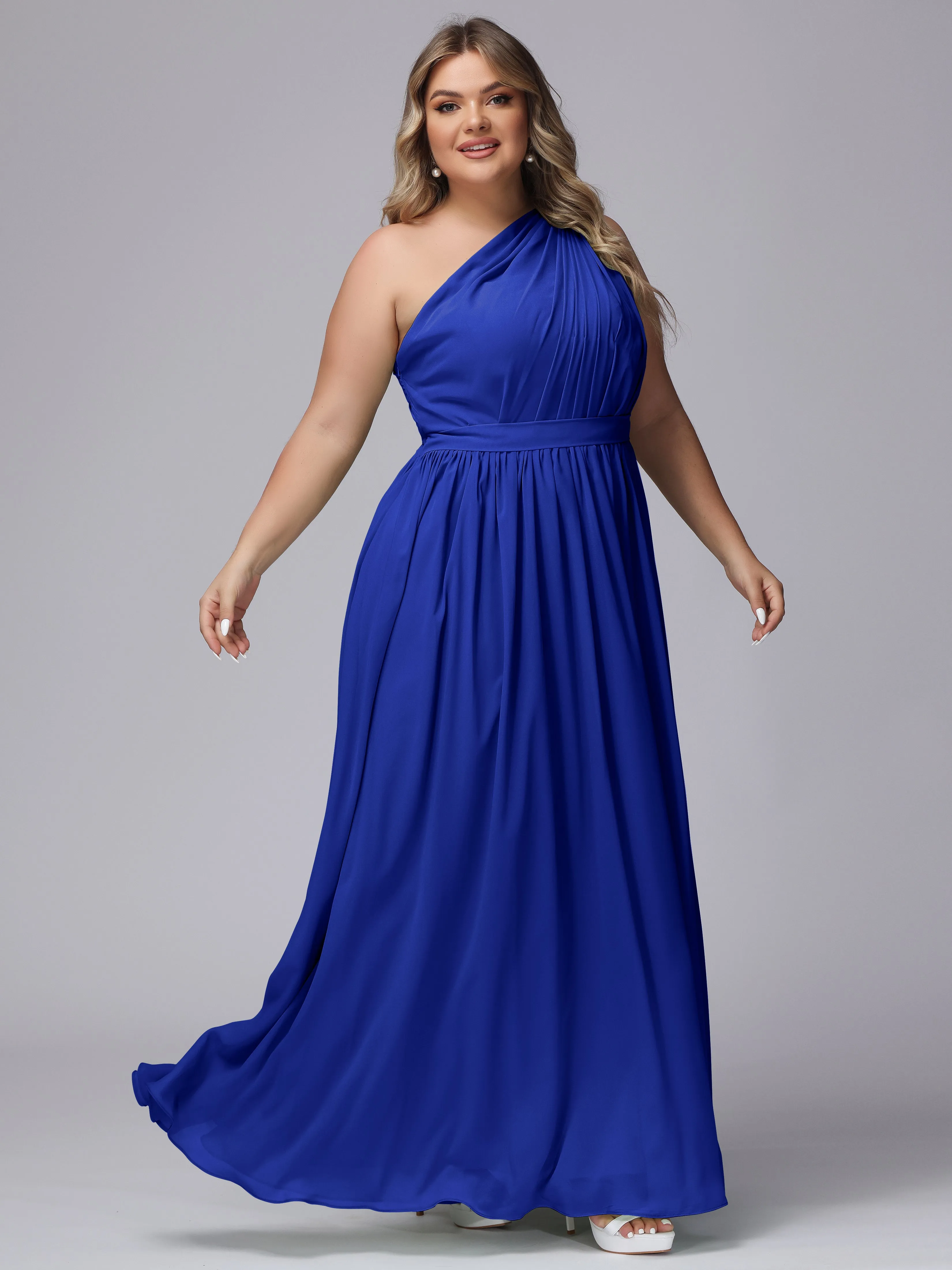 One-shoulder Plus Size Chiffon Bridesmaid Dresses