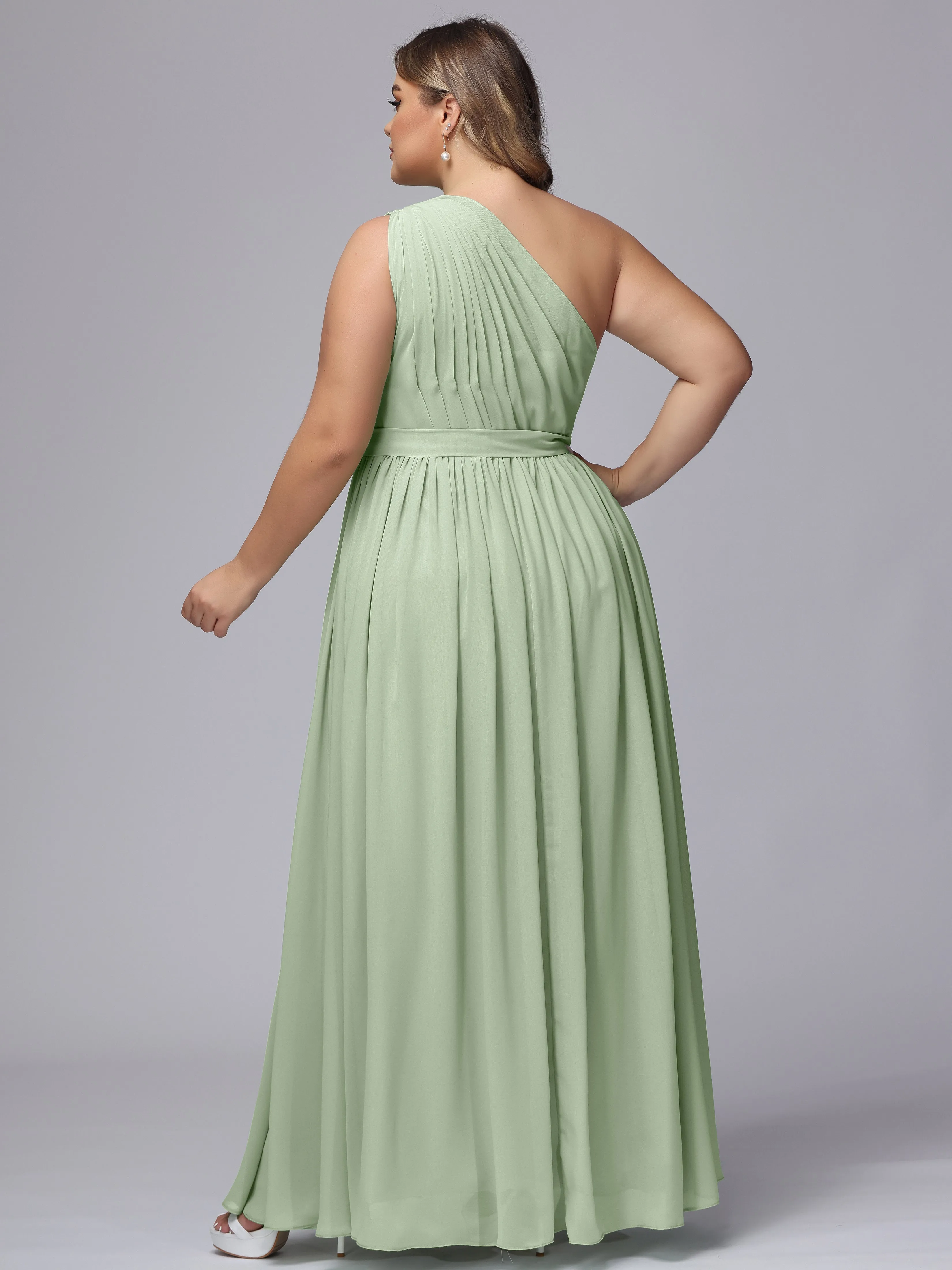 One-shoulder Plus Size Chiffon Bridesmaid Dresses