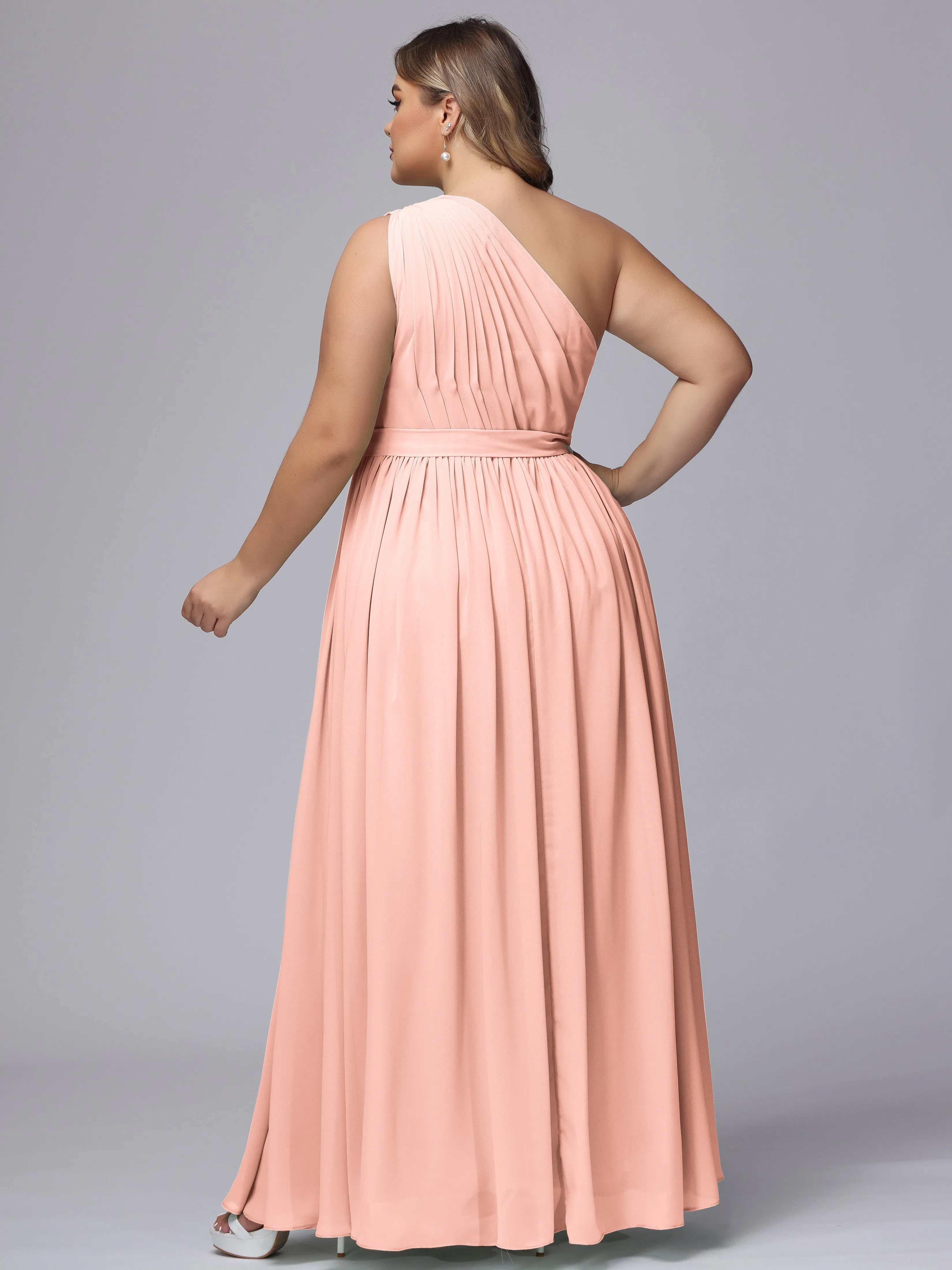 One-shoulder Plus Size Chiffon Bridesmaid Dresses