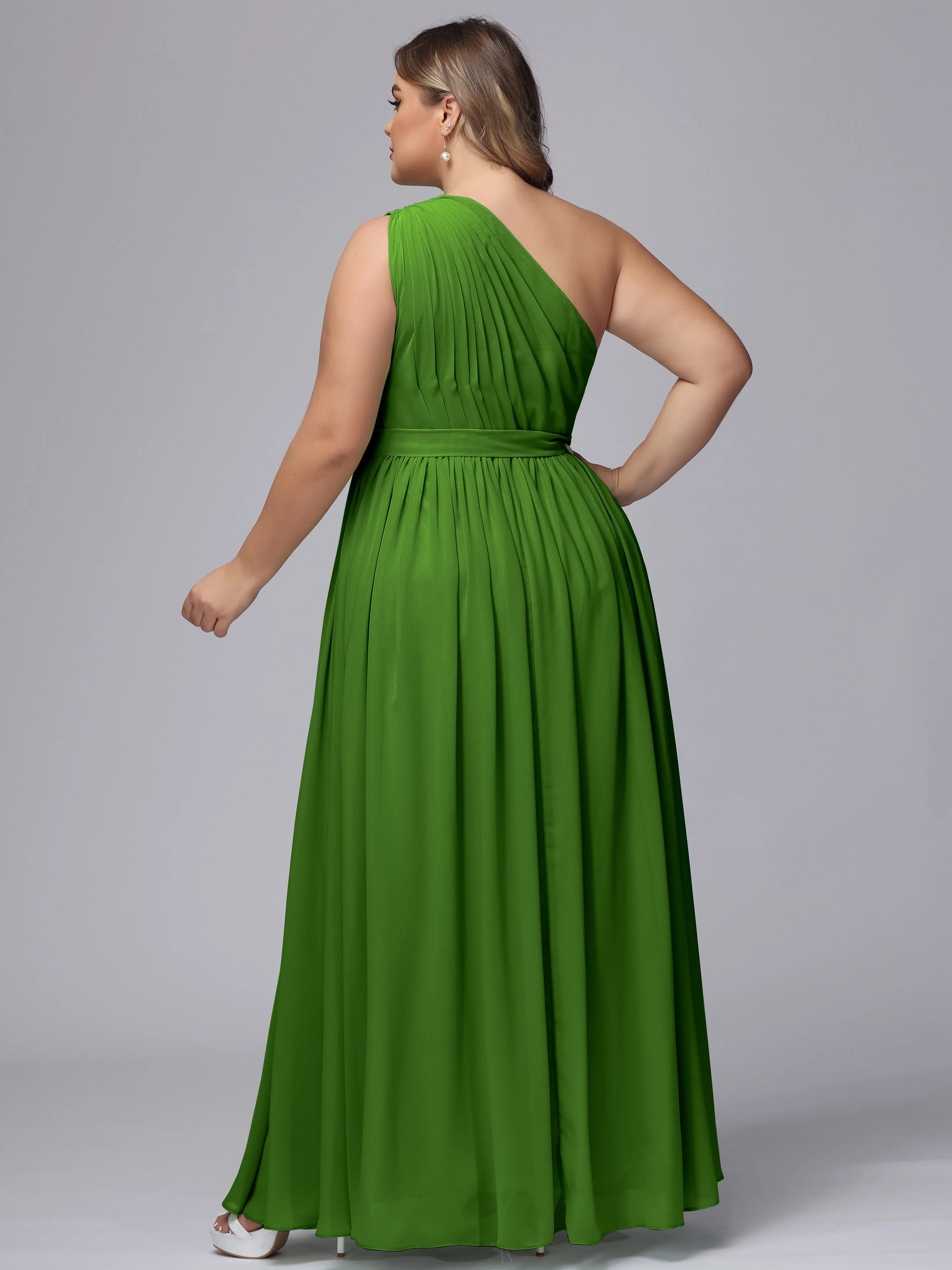 One-shoulder Plus Size Chiffon Bridesmaid Dresses