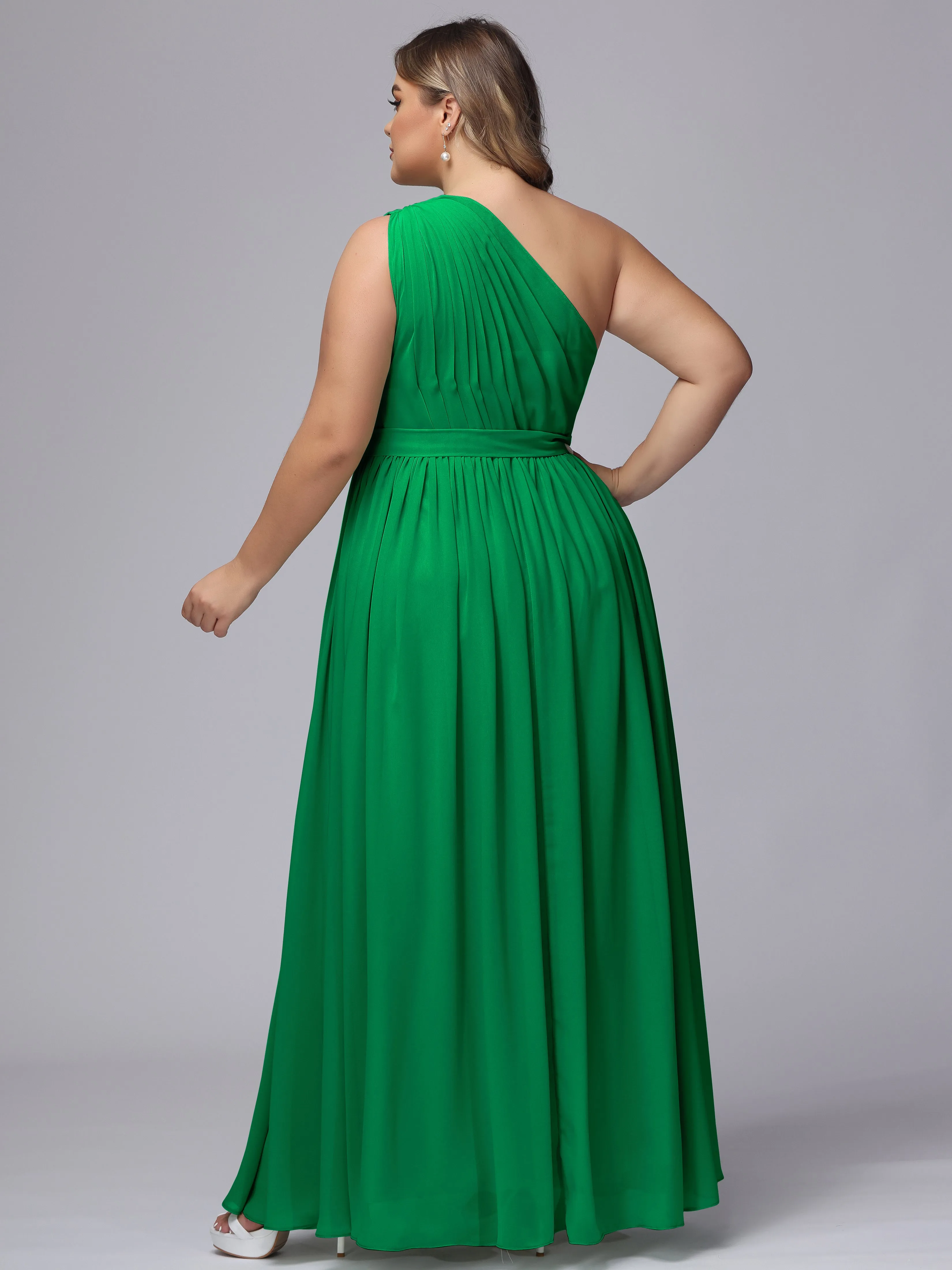 One-shoulder Plus Size Chiffon Bridesmaid Dresses