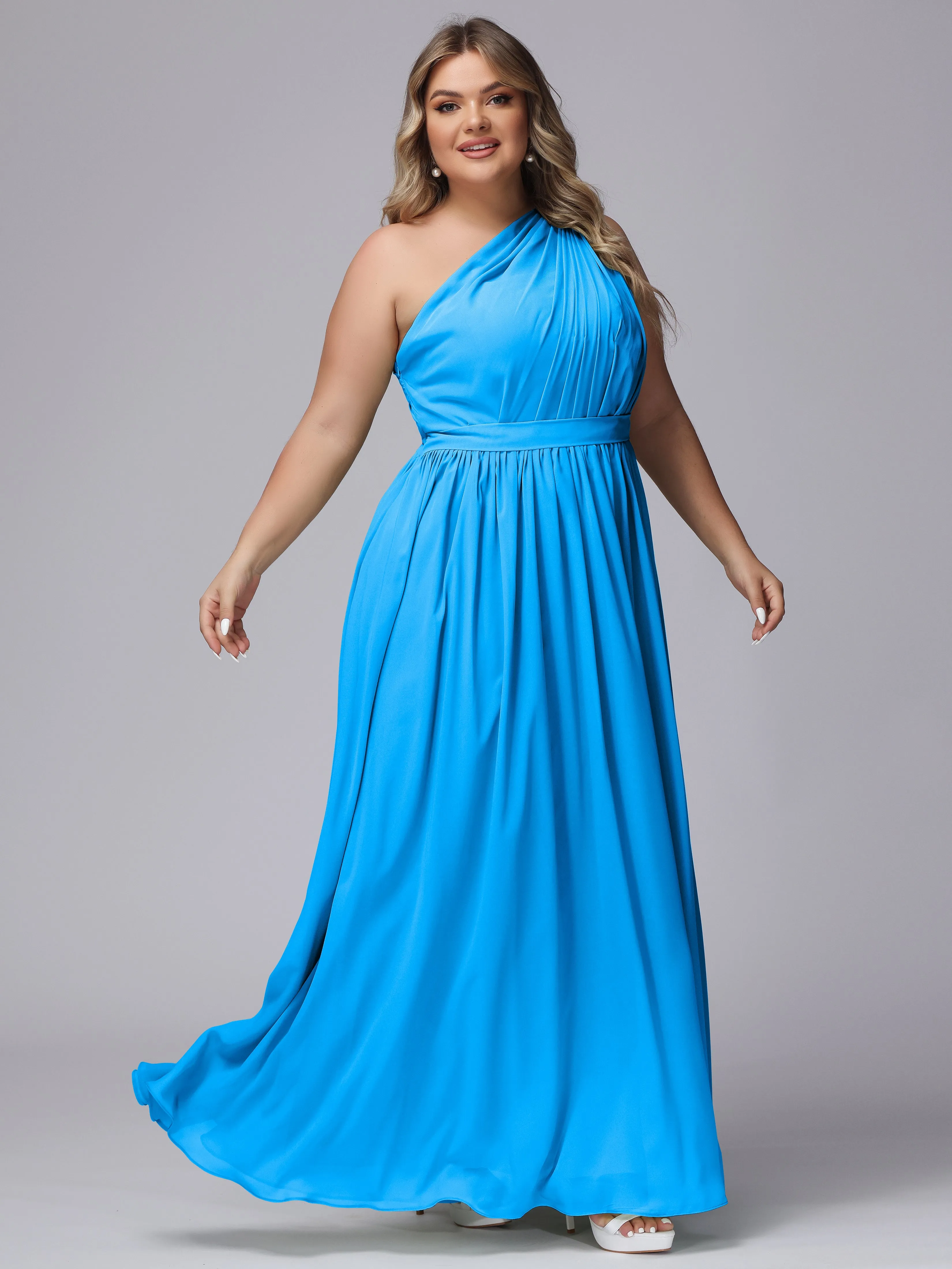 One-shoulder Plus Size Chiffon Bridesmaid Dresses
