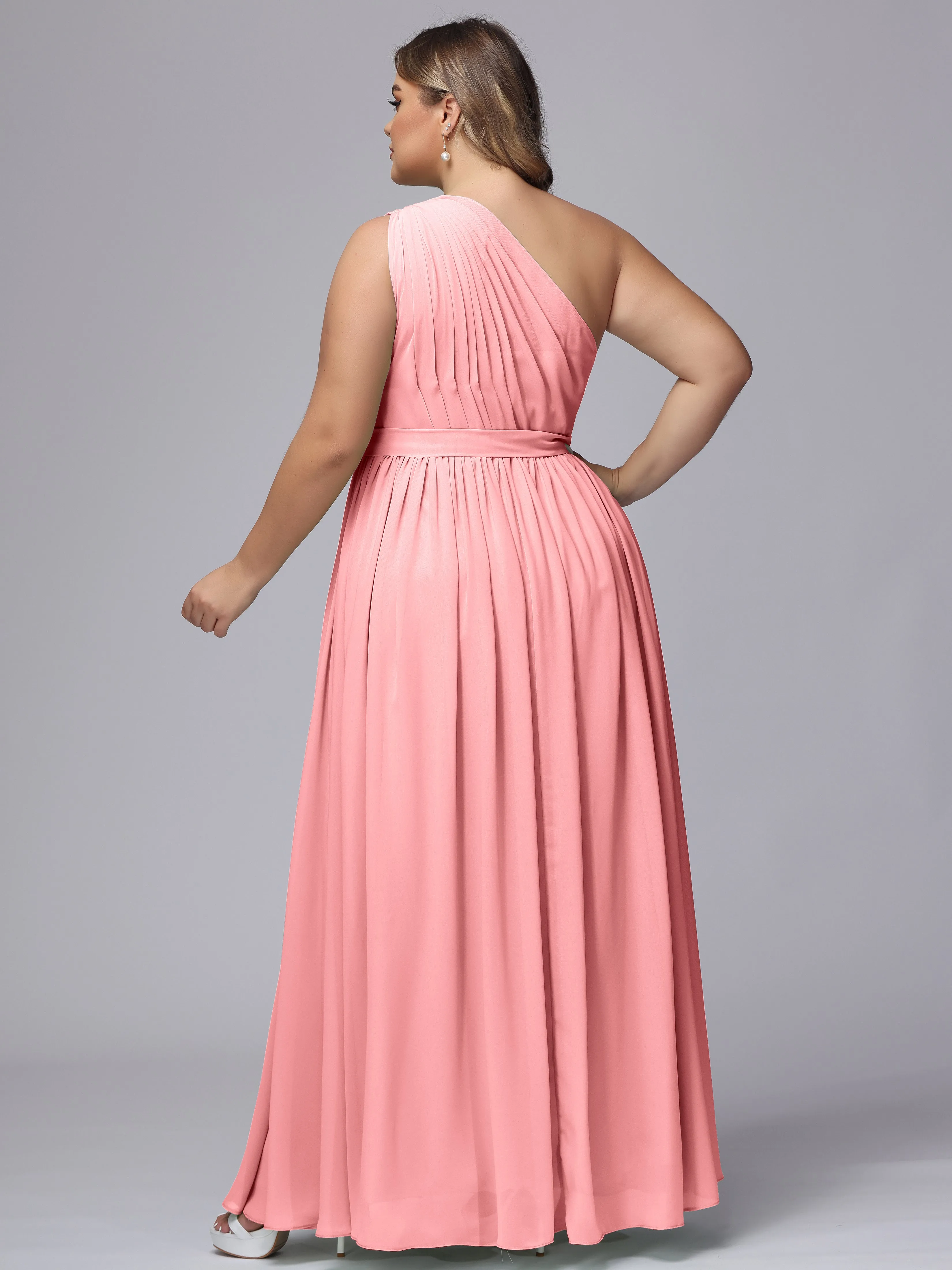 One-shoulder Plus Size Chiffon Bridesmaid Dresses