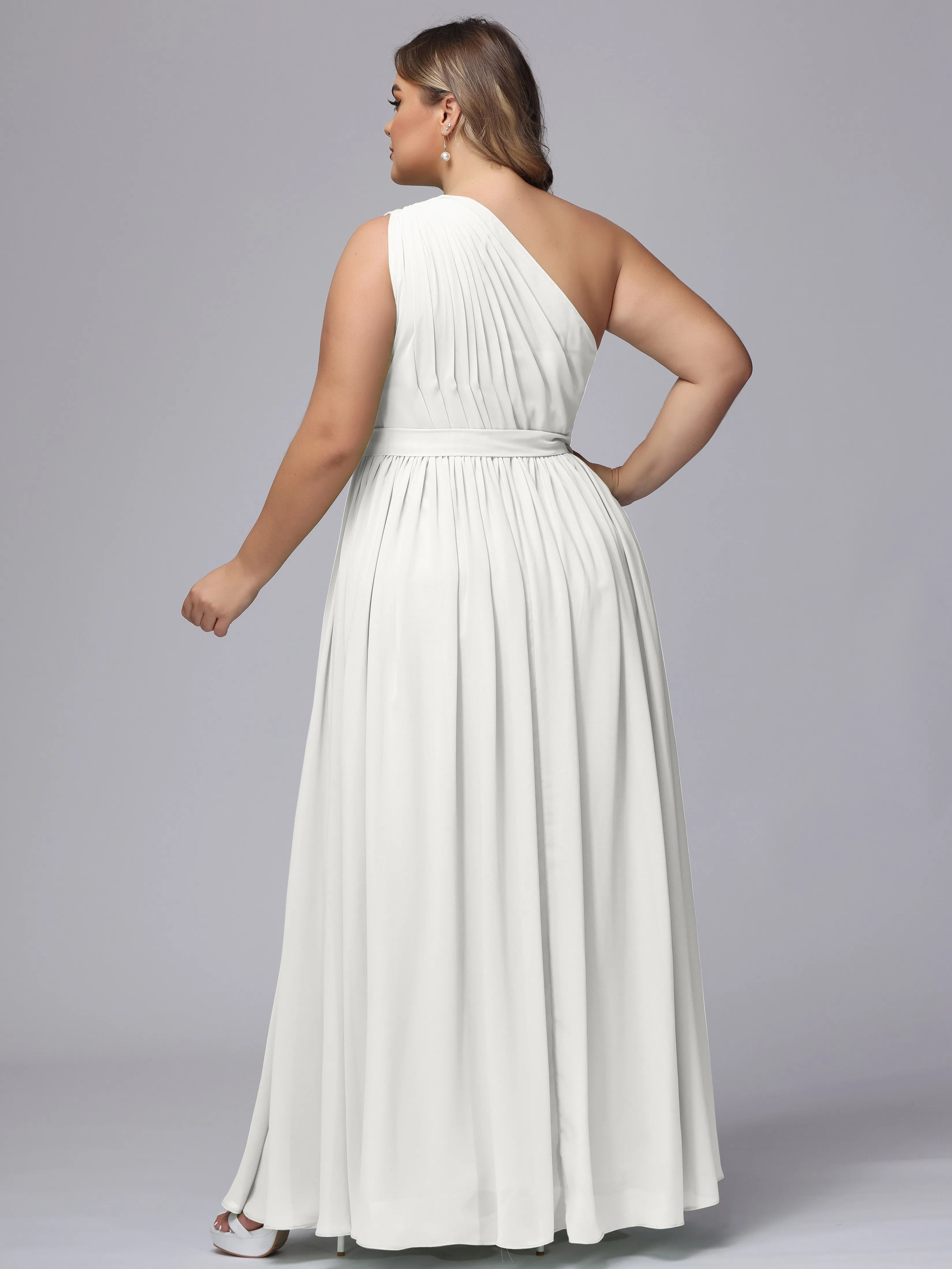 One-shoulder Plus Size Chiffon Bridesmaid Dresses