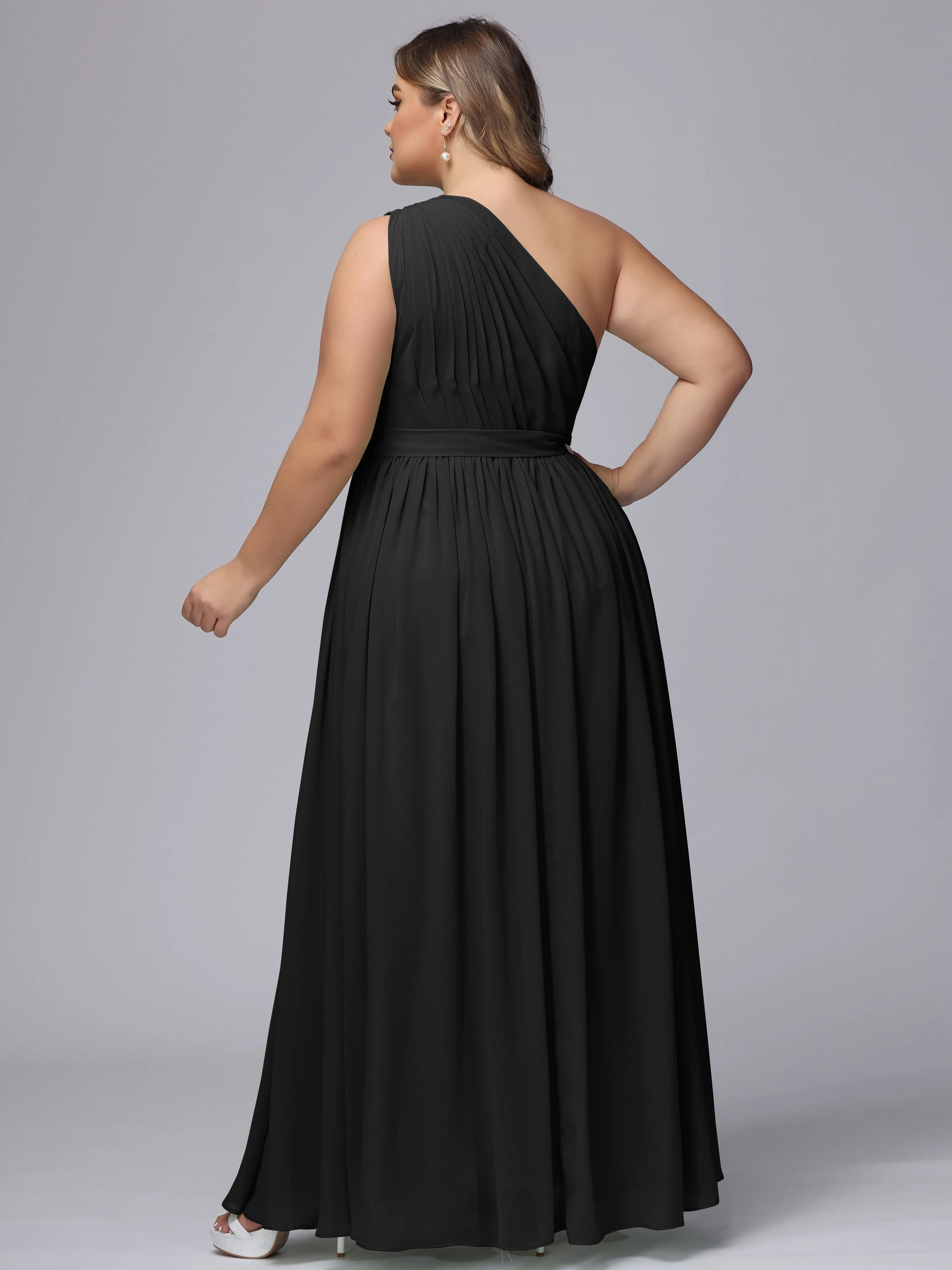 One-shoulder Plus Size Chiffon Bridesmaid Dresses