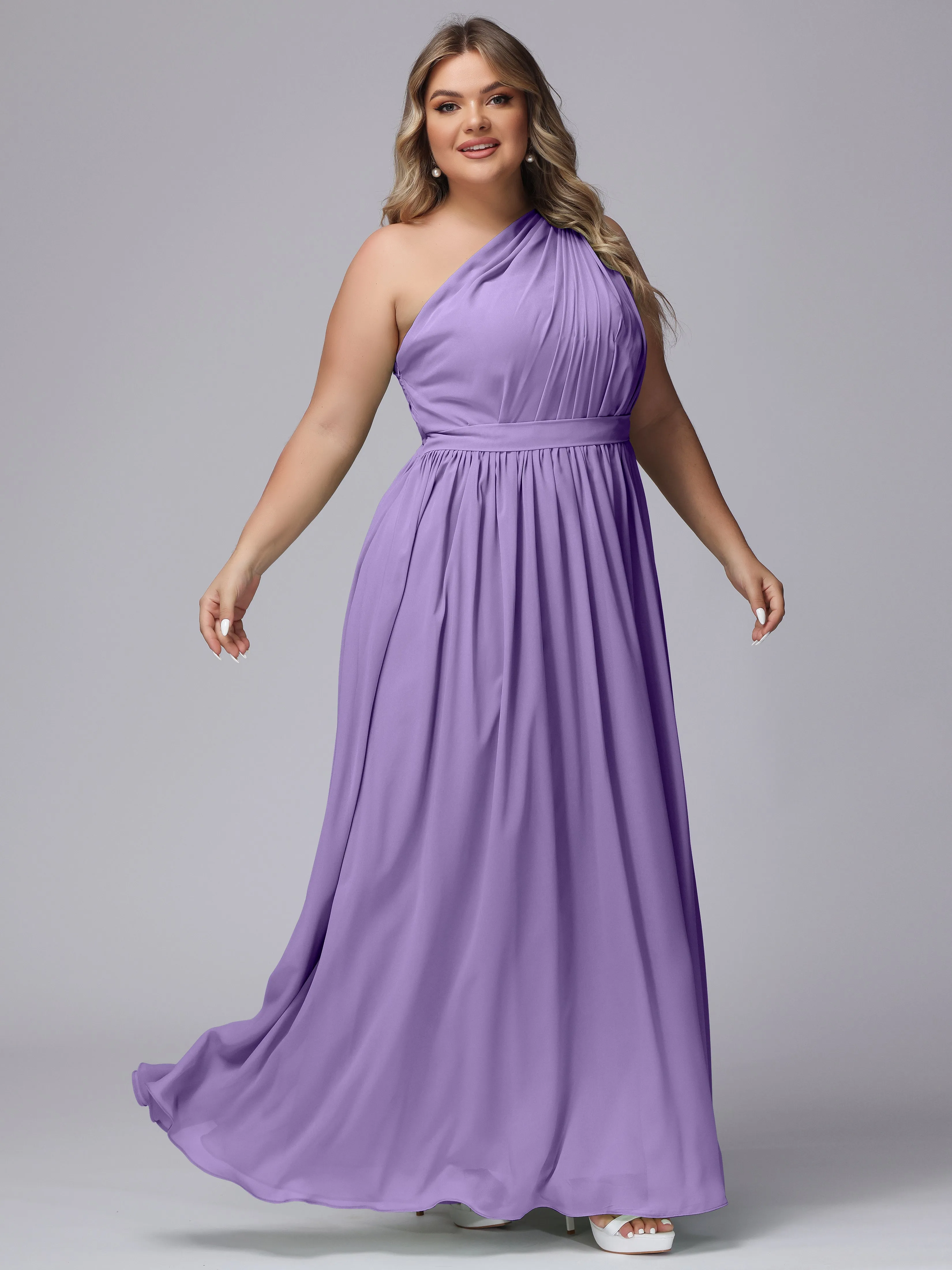 One-shoulder Plus Size Chiffon Bridesmaid Dresses