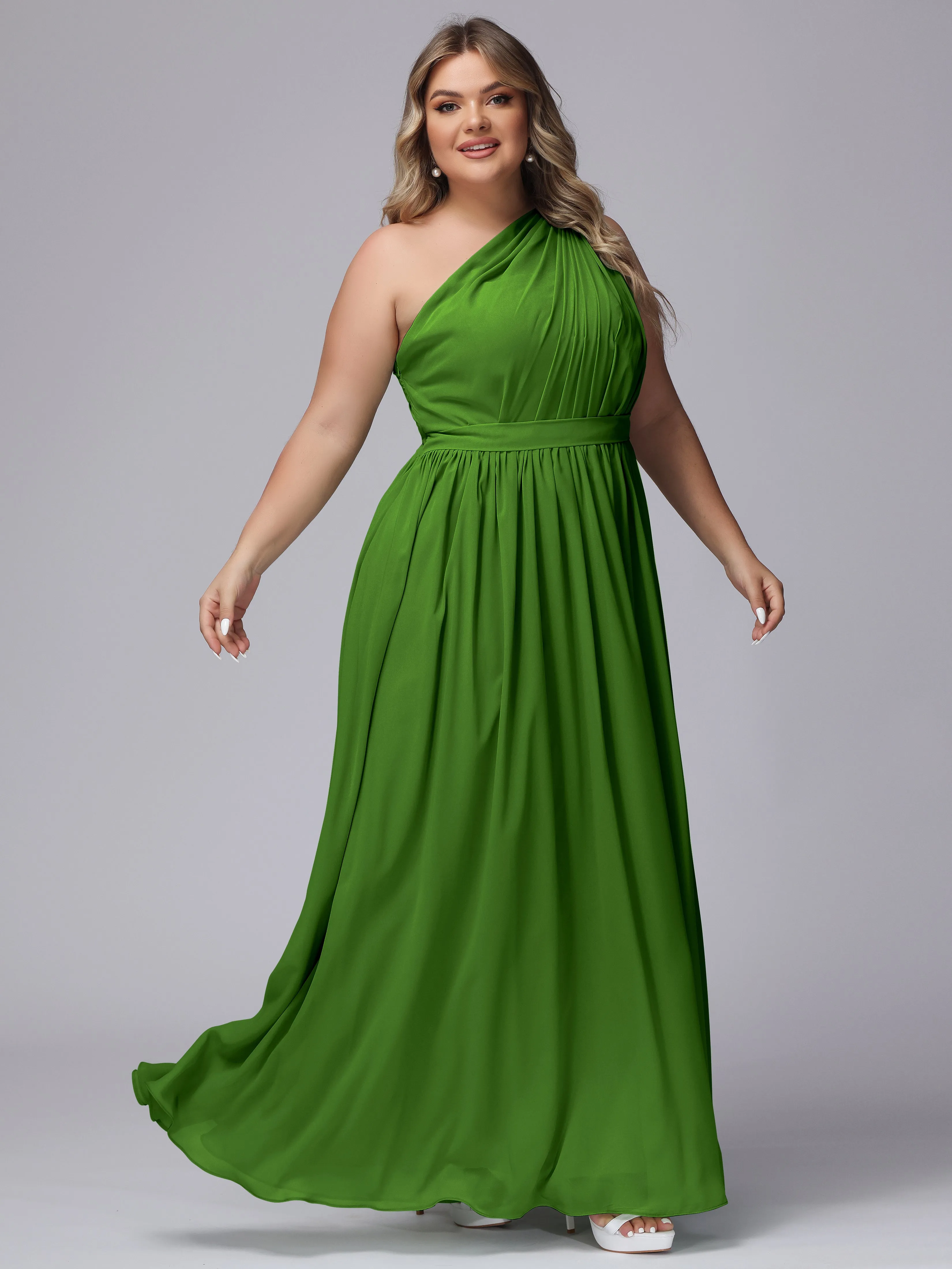 One-shoulder Plus Size Chiffon Bridesmaid Dresses