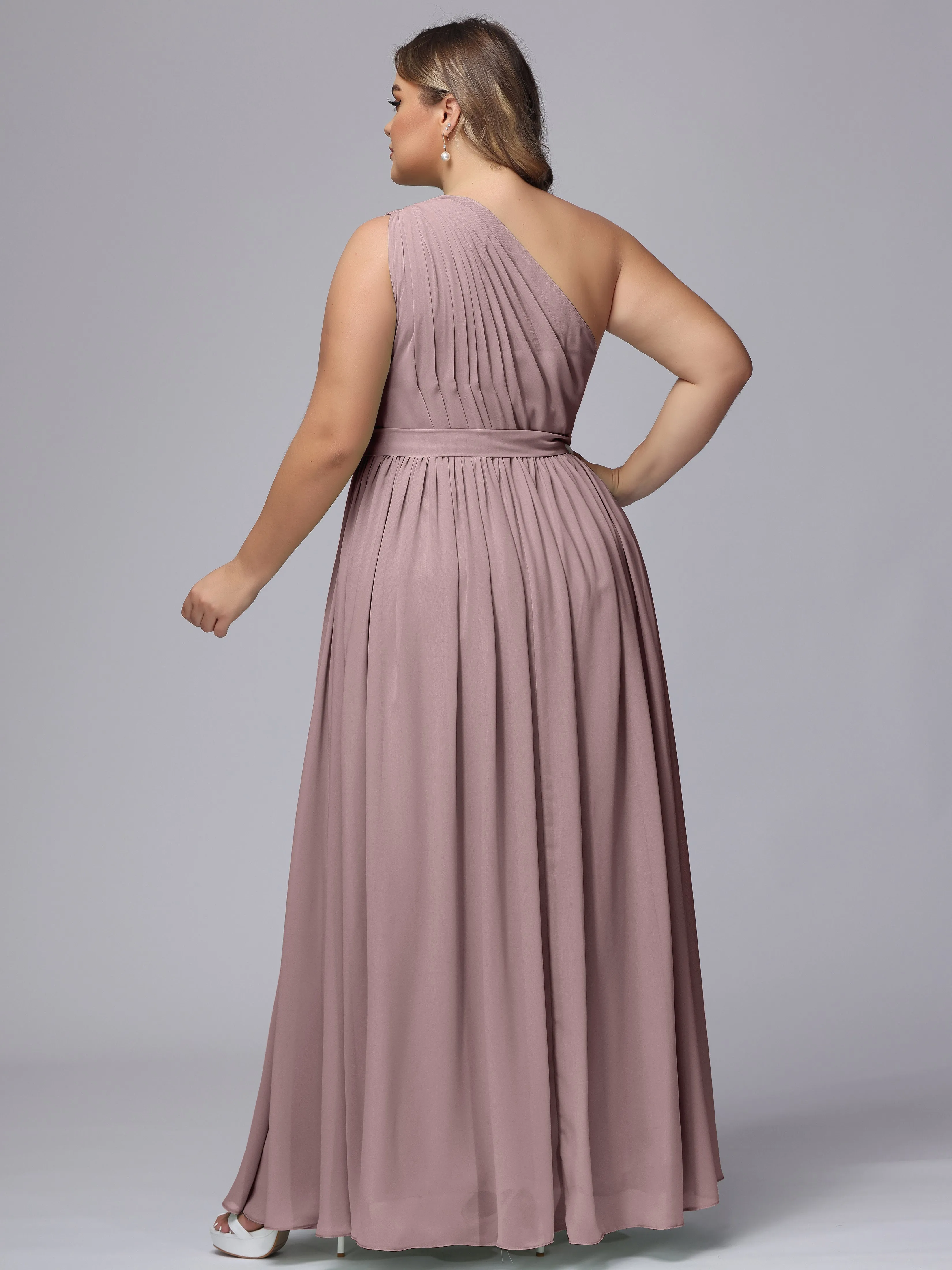 One-shoulder Plus Size Chiffon Bridesmaid Dresses
