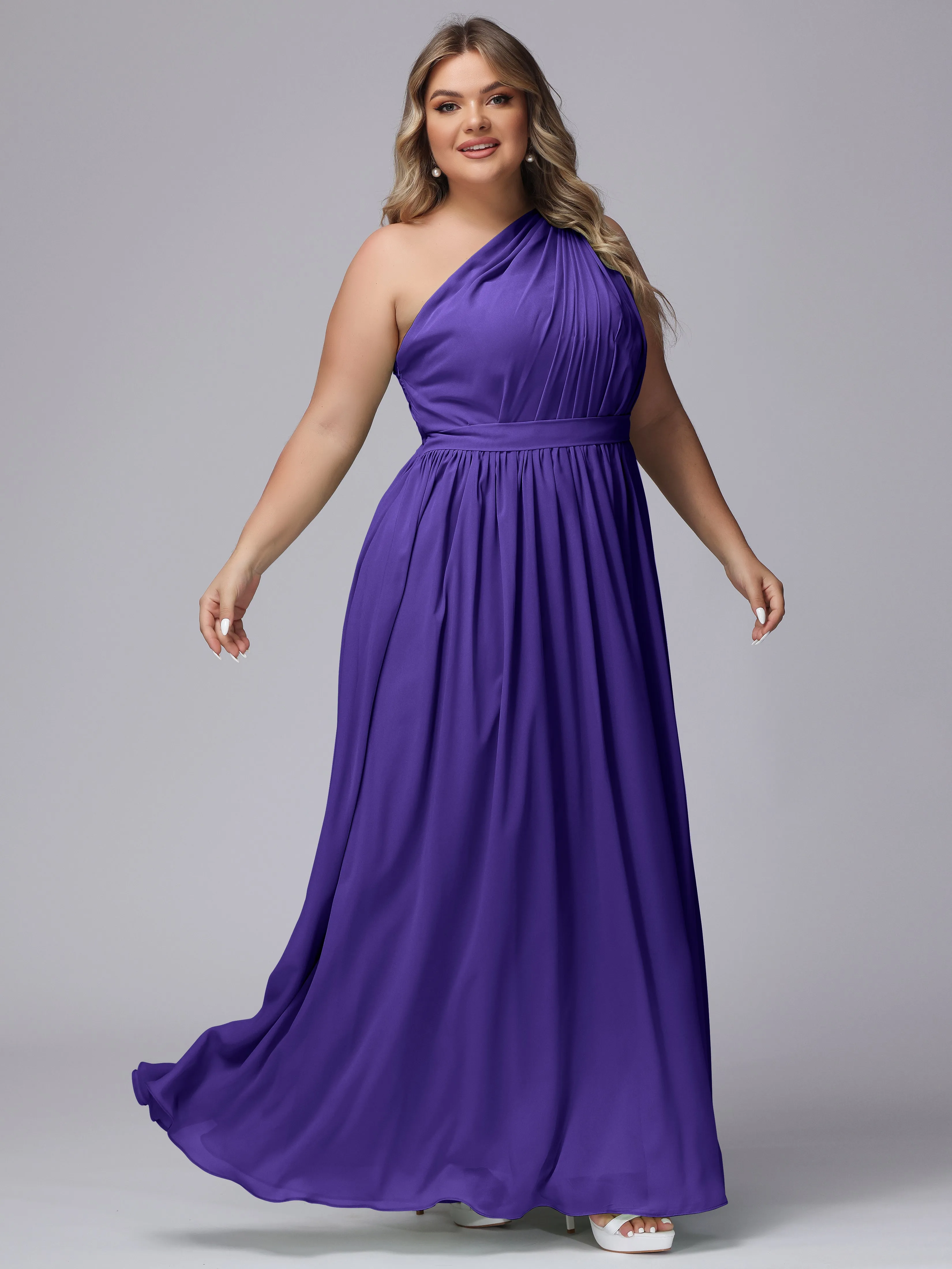 One-shoulder Plus Size Chiffon Bridesmaid Dresses