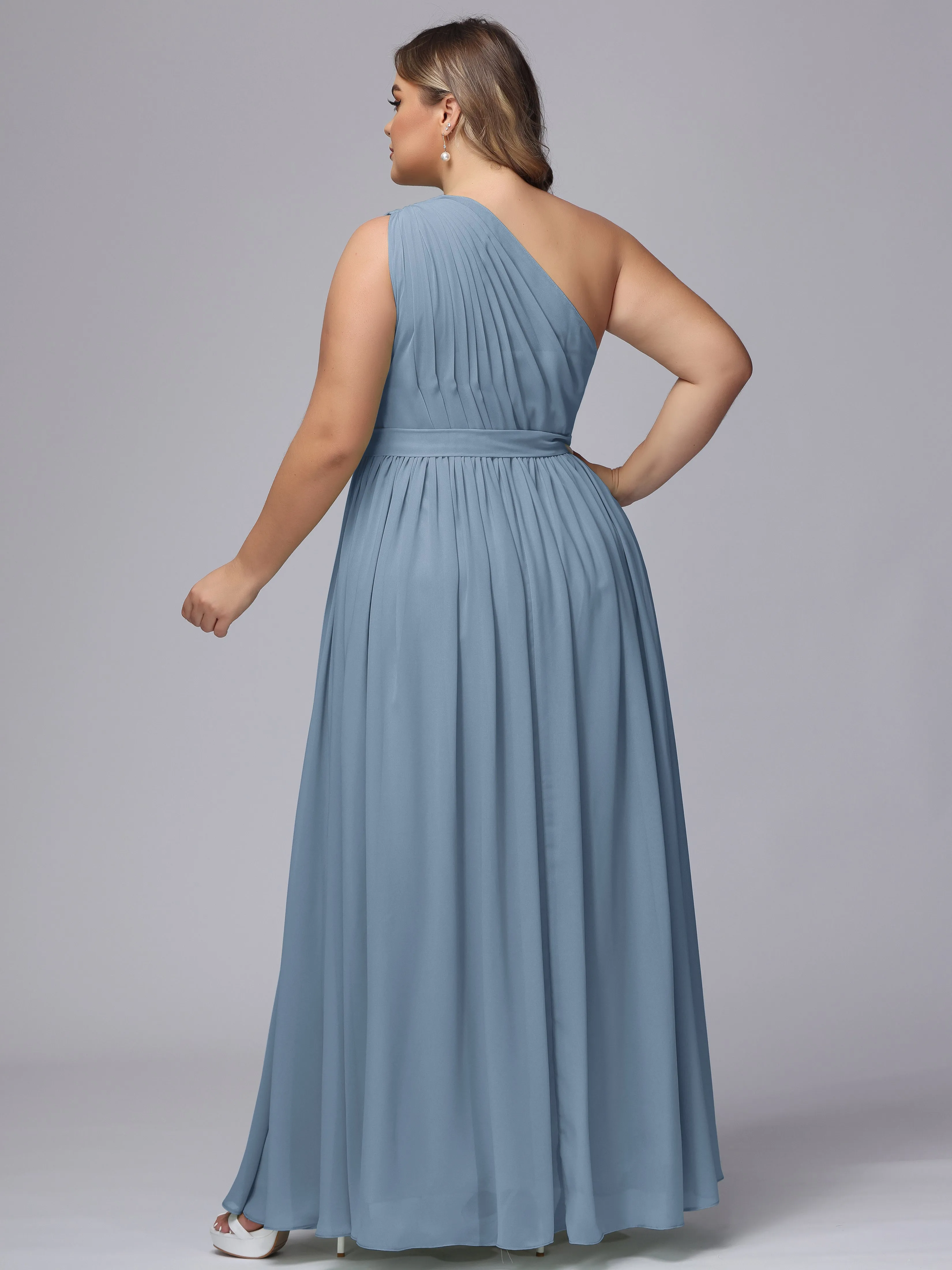 One-shoulder Plus Size Chiffon Bridesmaid Dresses