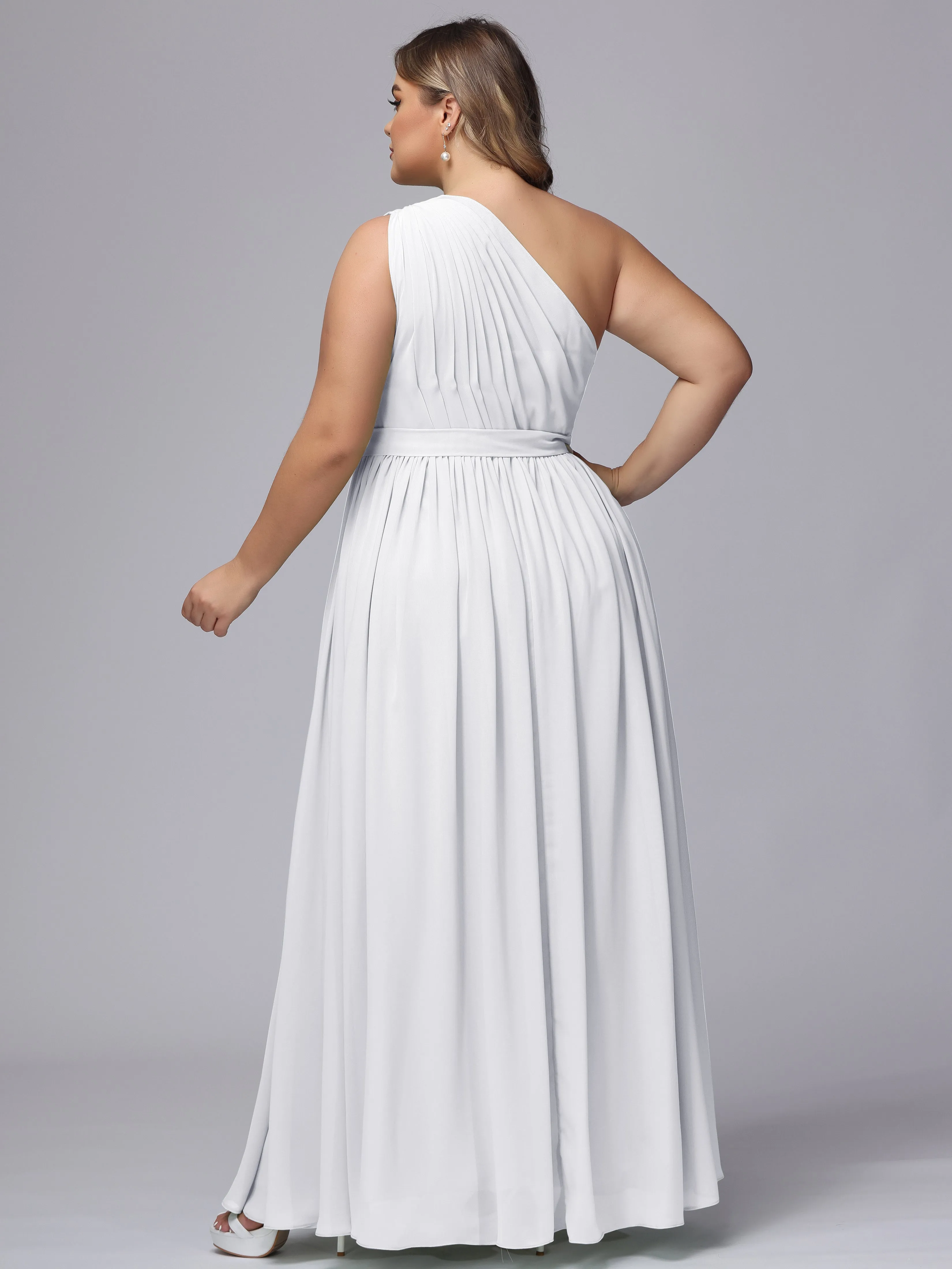 One-shoulder Plus Size Chiffon Bridesmaid Dresses