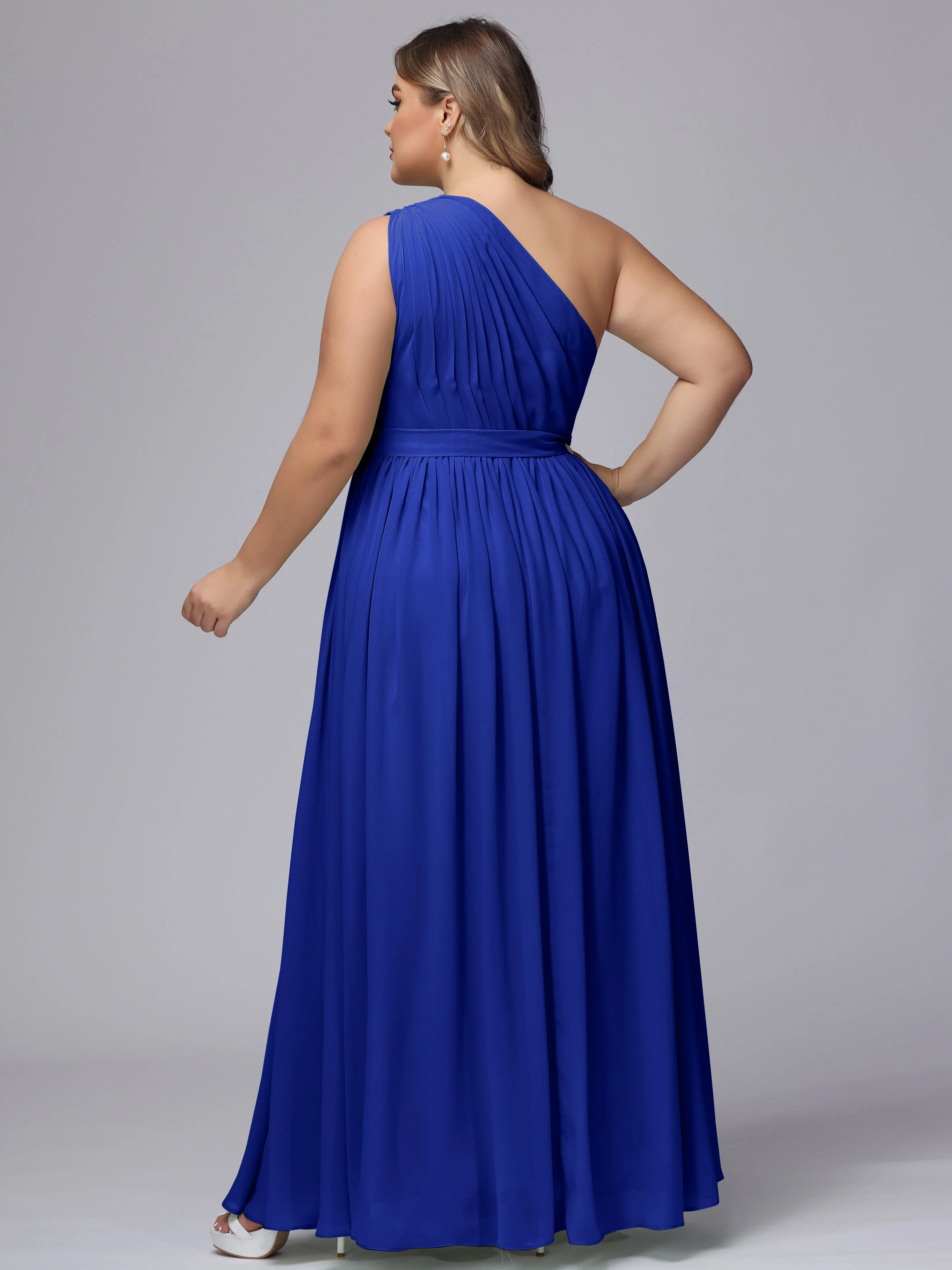 One-shoulder Plus Size Chiffon Bridesmaid Dresses
