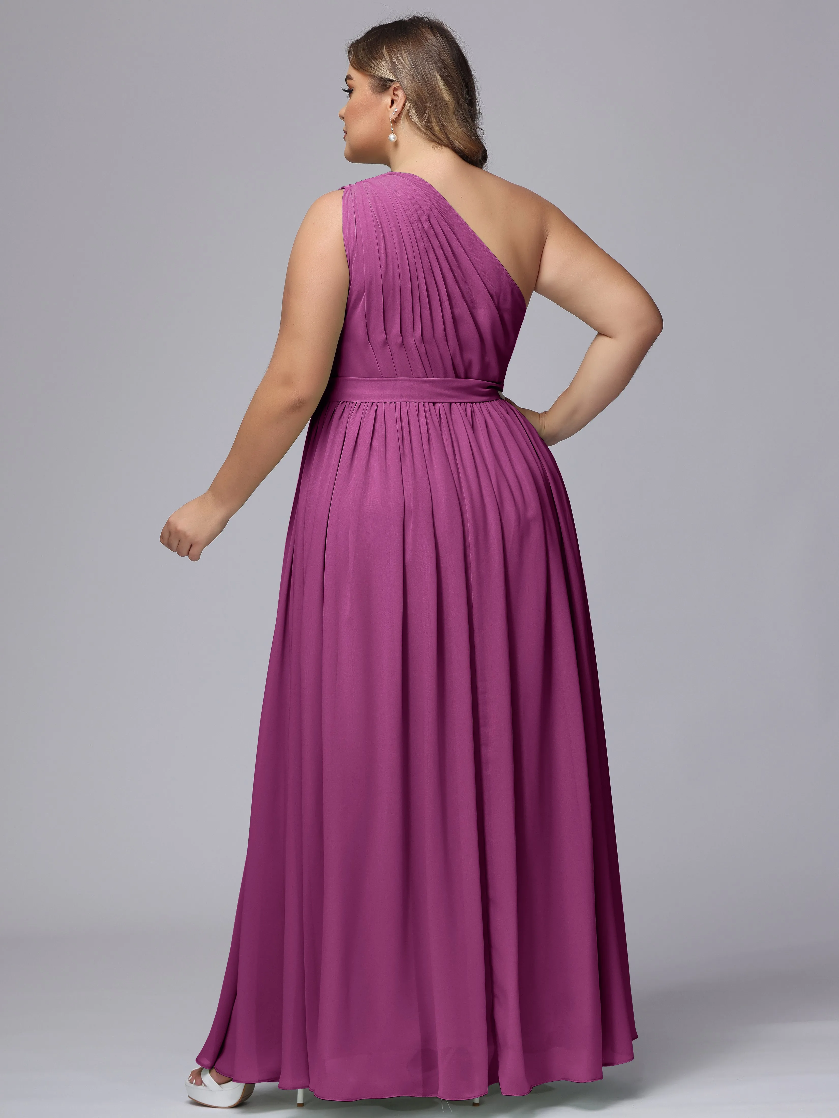 One-shoulder Plus Size Chiffon Bridesmaid Dresses