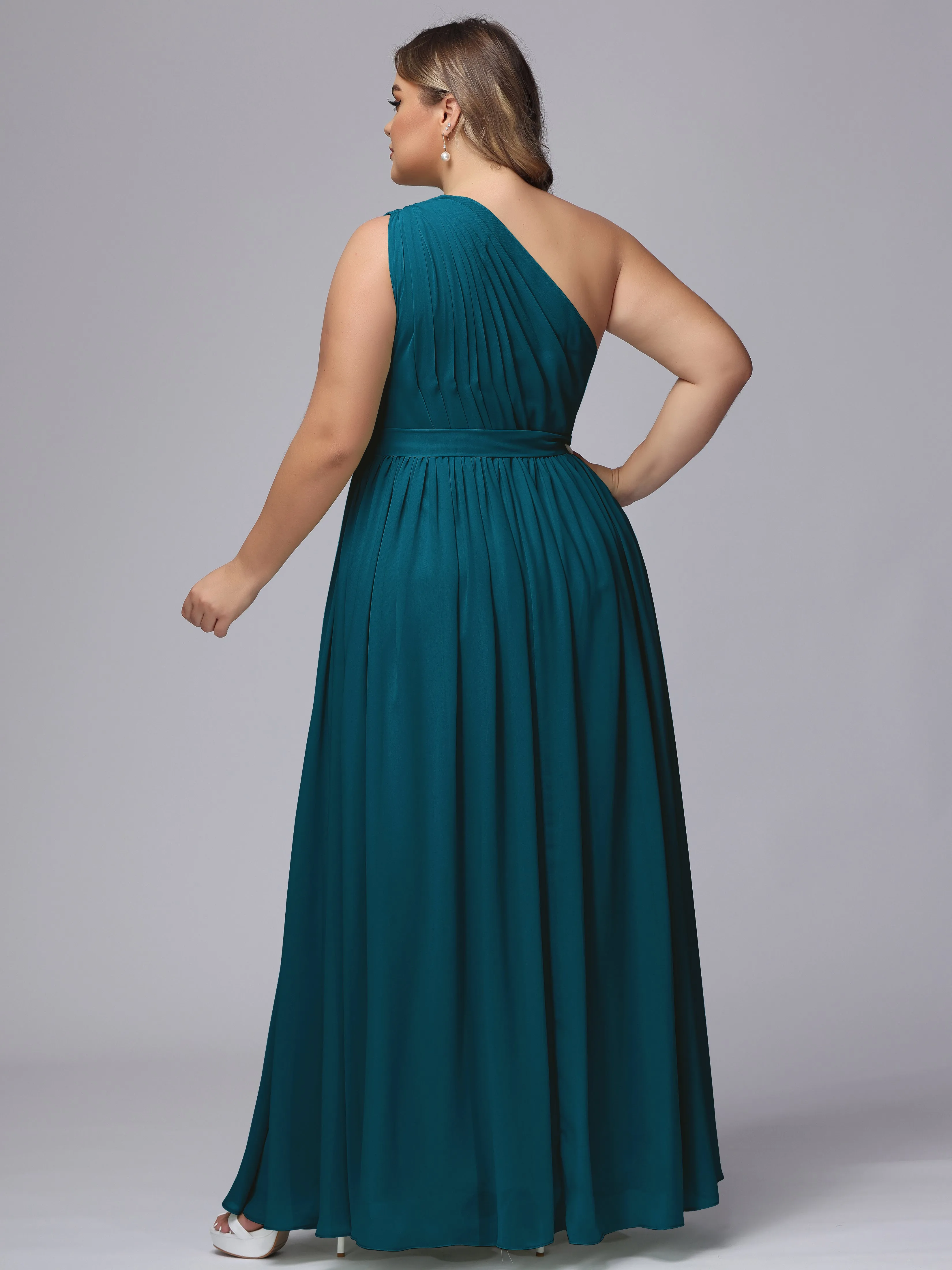 One-shoulder Plus Size Chiffon Bridesmaid Dresses
