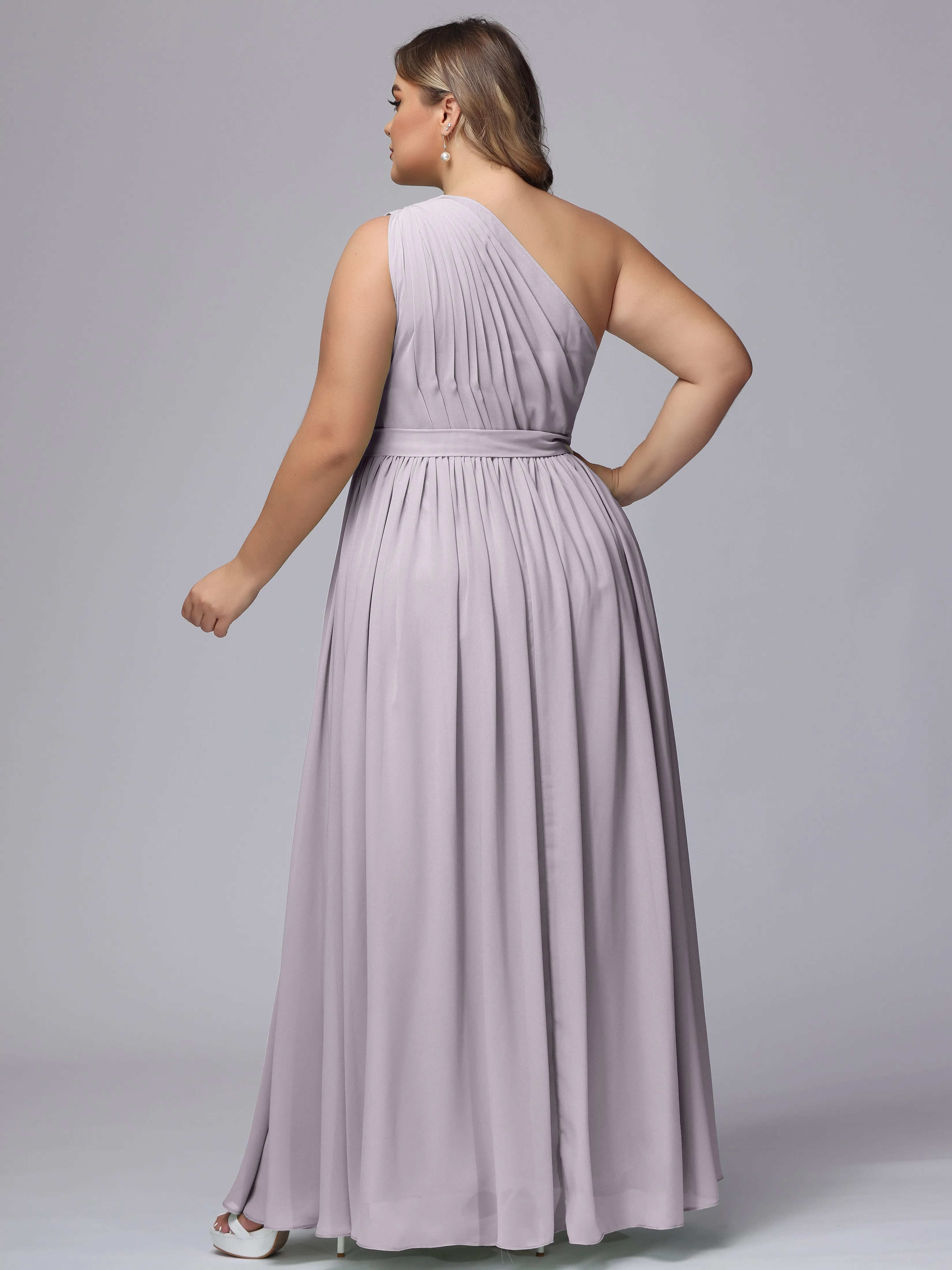 One-shoulder Plus Size Chiffon Bridesmaid Dresses