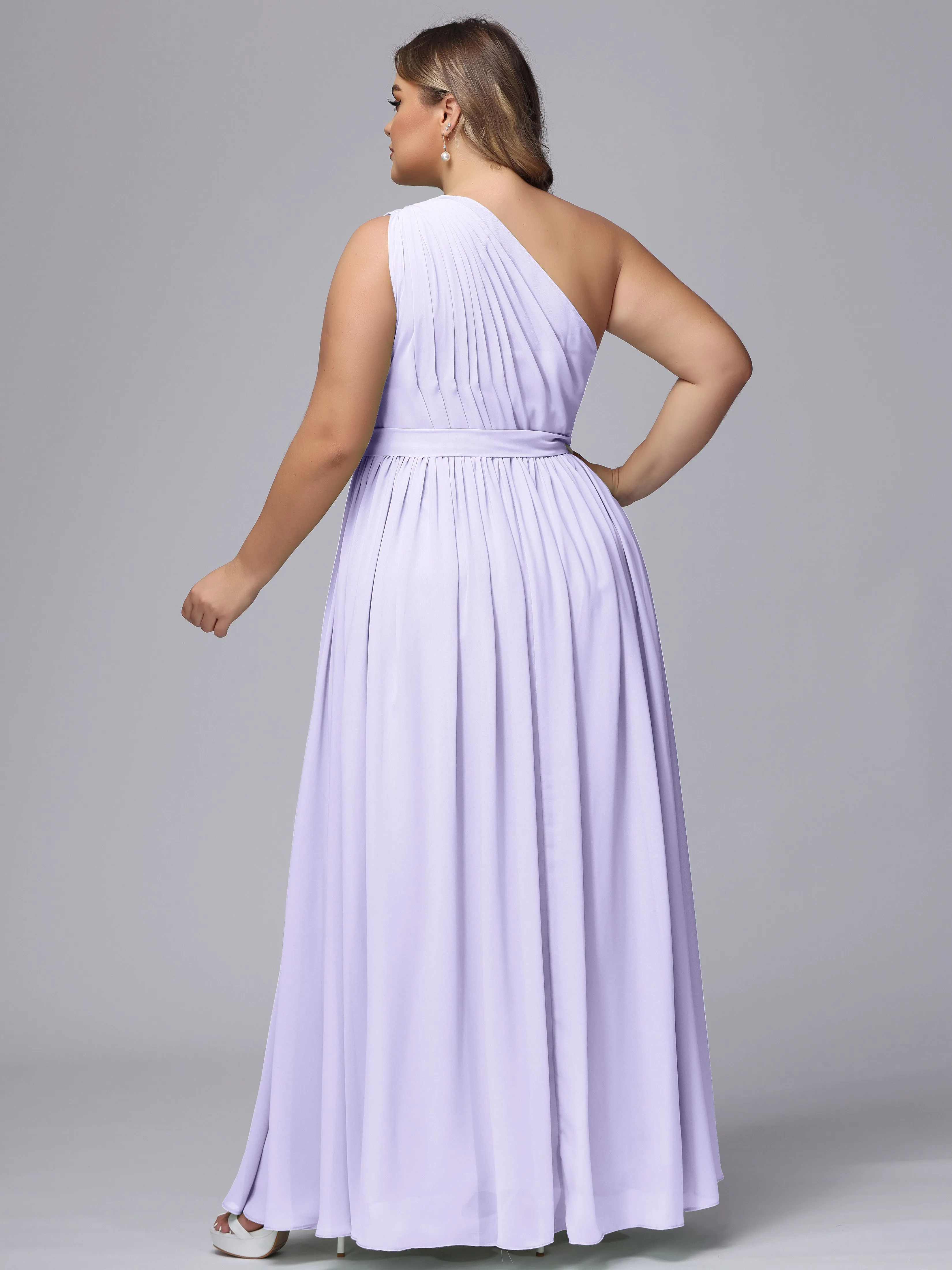 One-shoulder Plus Size Chiffon Bridesmaid Dresses