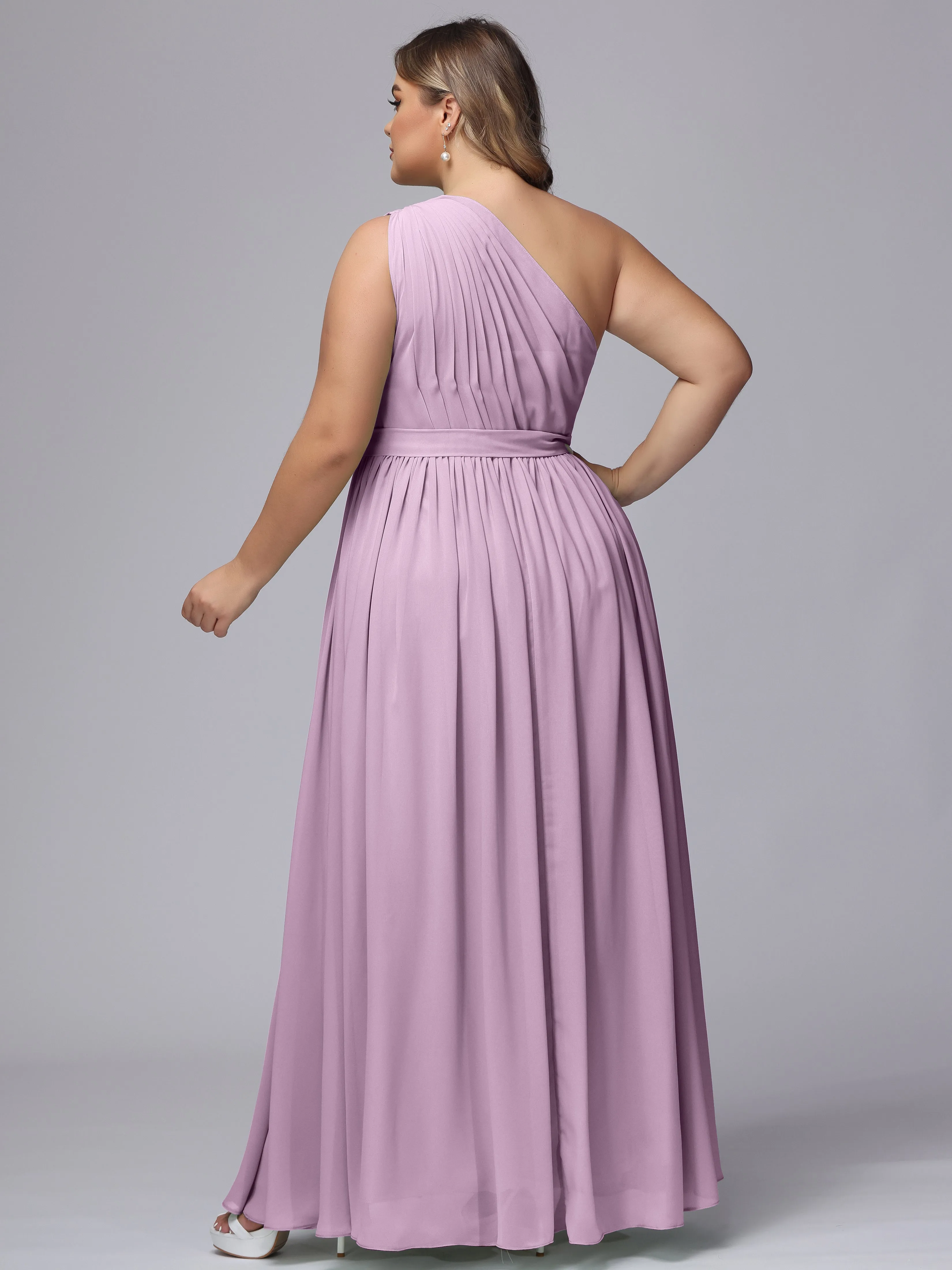 One-shoulder Plus Size Chiffon Bridesmaid Dresses