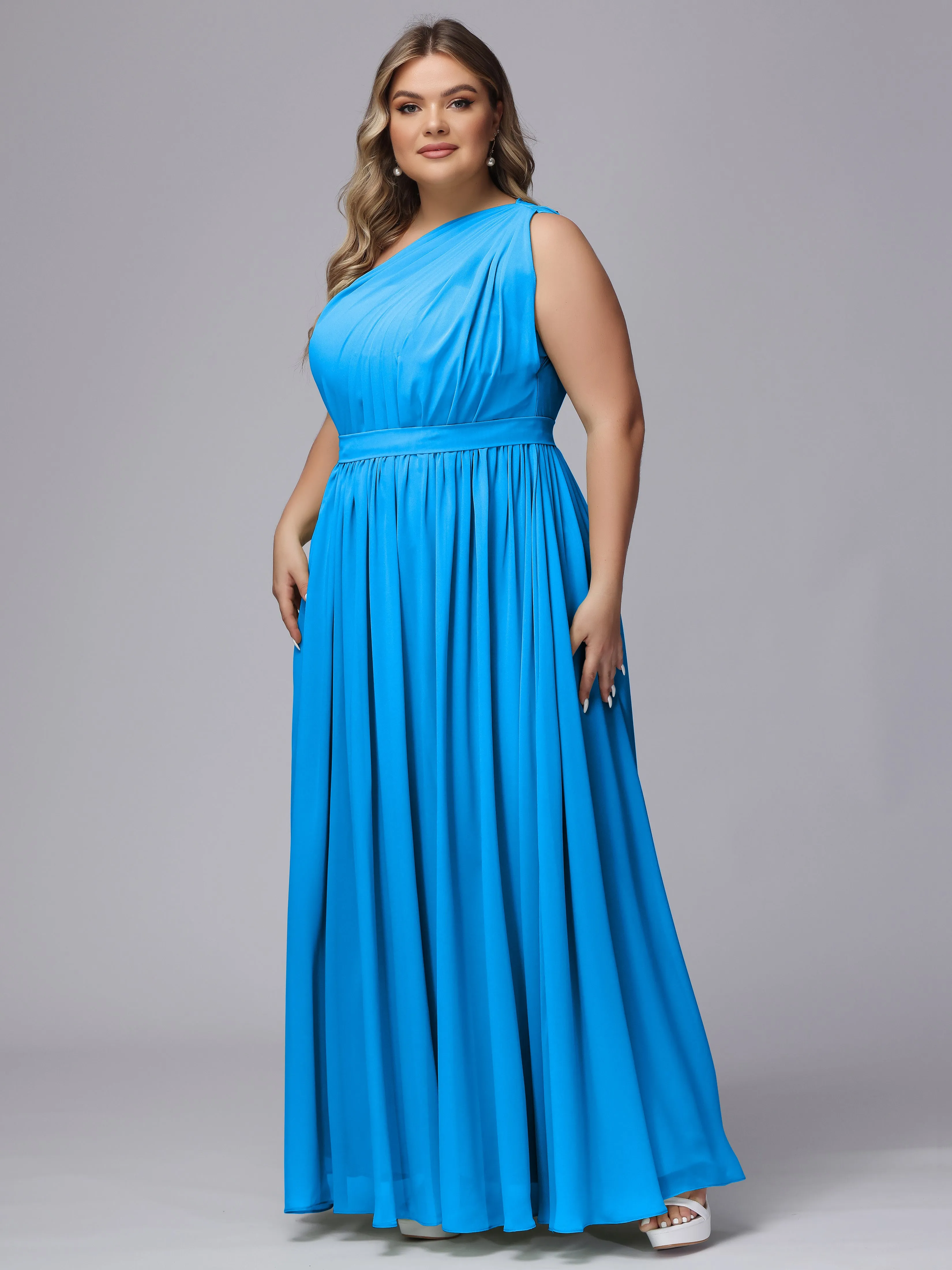 One-shoulder Plus Size Chiffon Bridesmaid Dresses