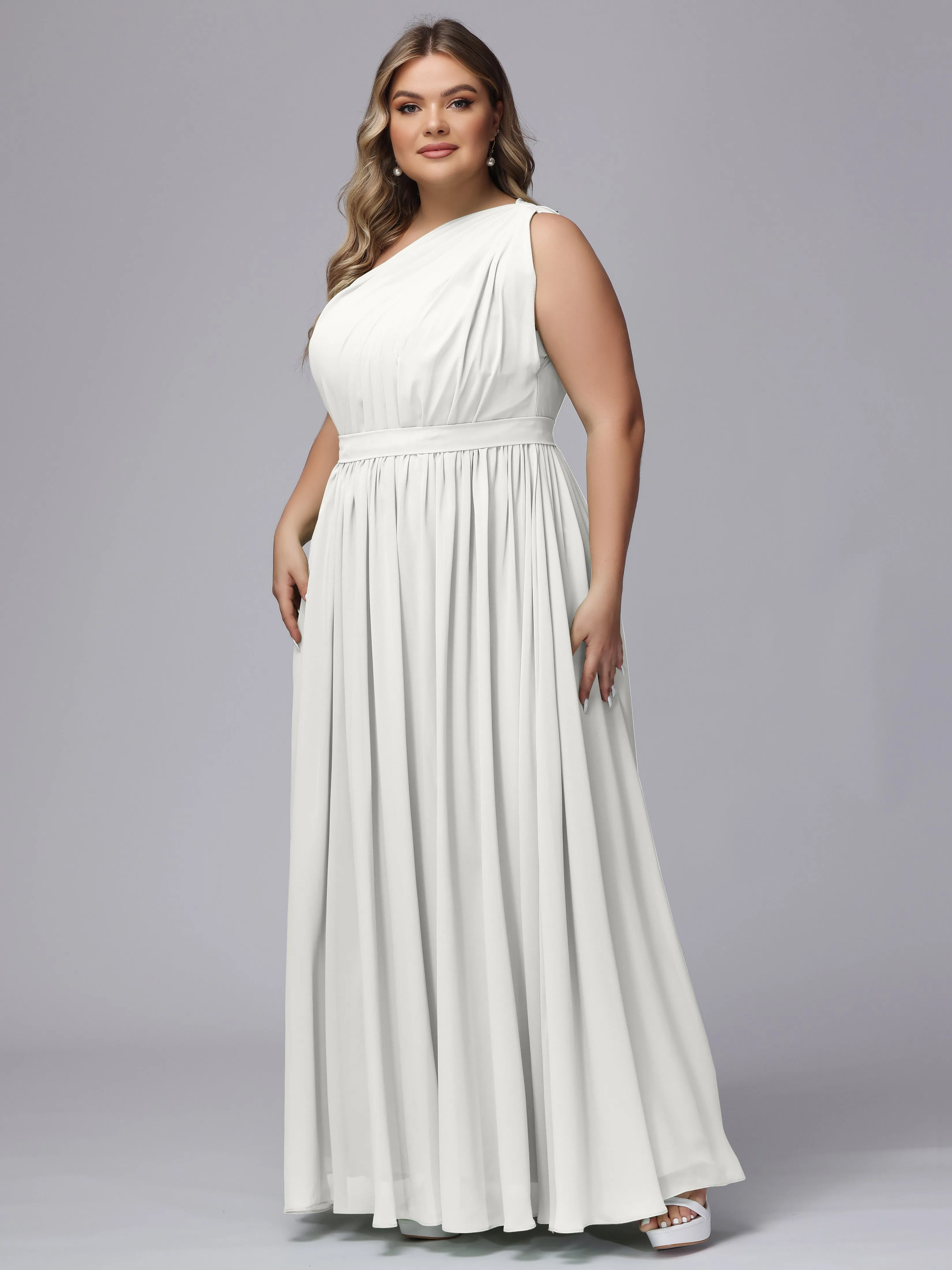 One-shoulder Plus Size Chiffon Bridesmaid Dresses