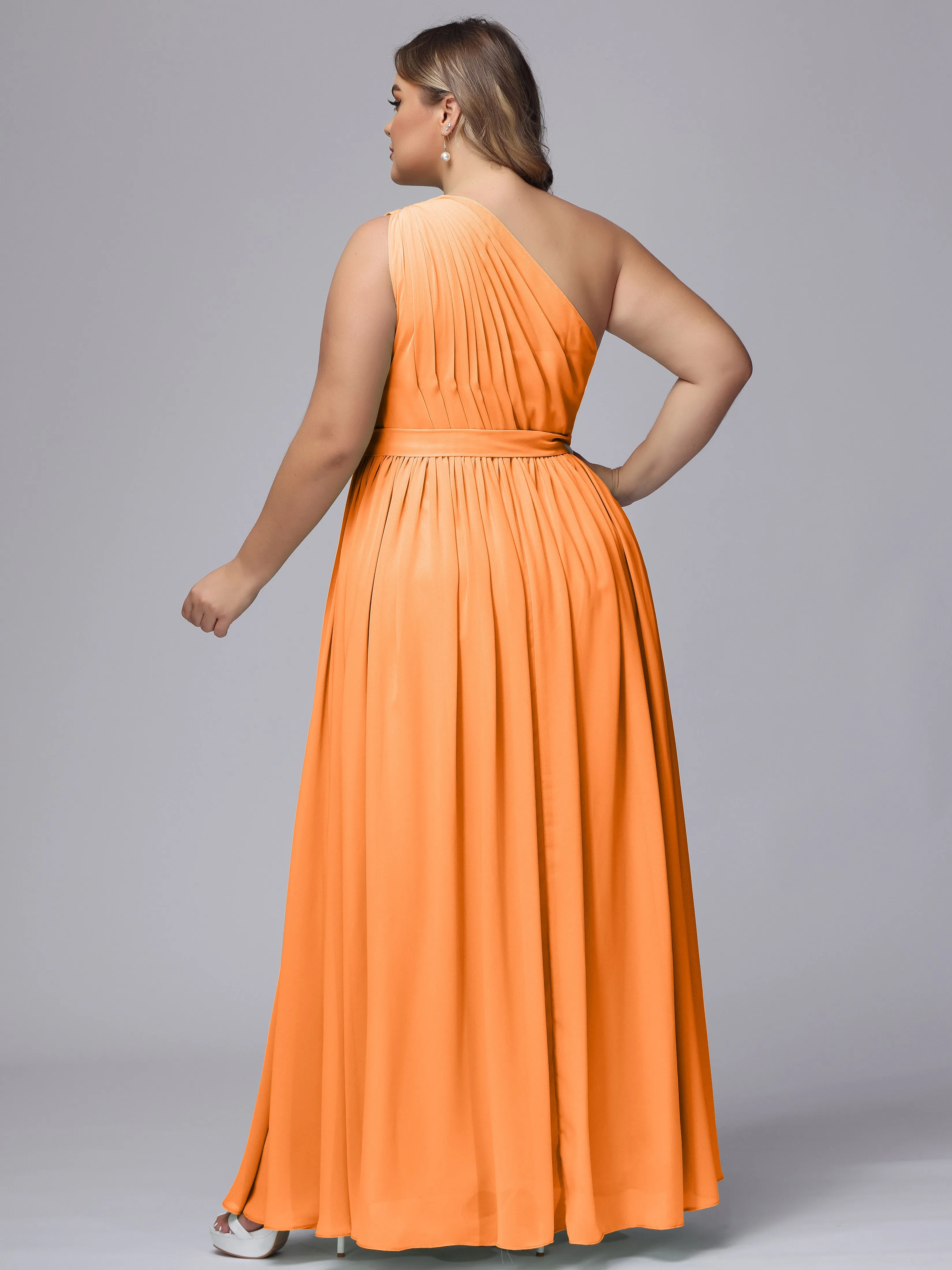 One-shoulder Plus Size Chiffon Bridesmaid Dresses