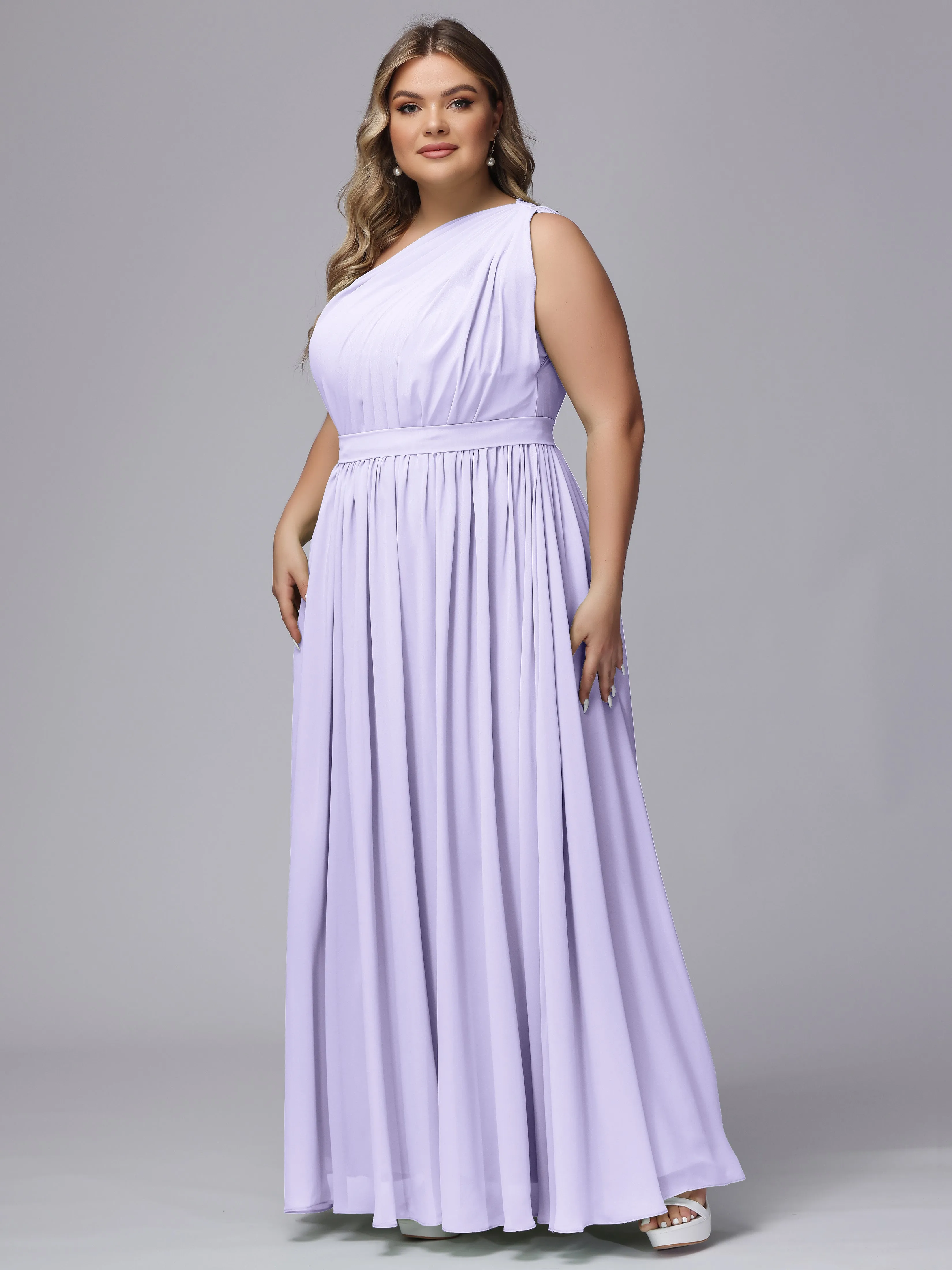 One-shoulder Plus Size Chiffon Bridesmaid Dresses