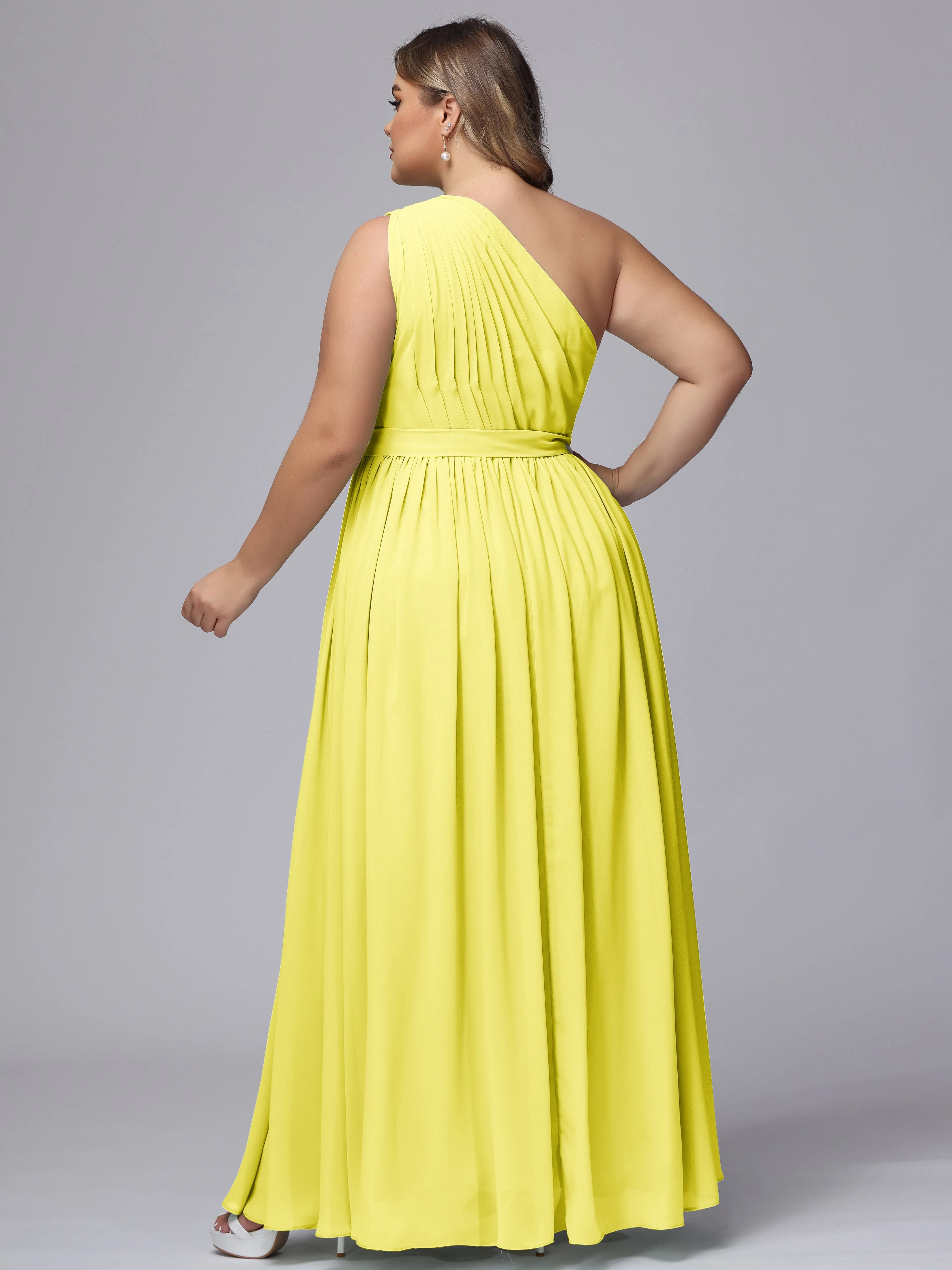 One-shoulder Plus Size Chiffon Bridesmaid Dresses