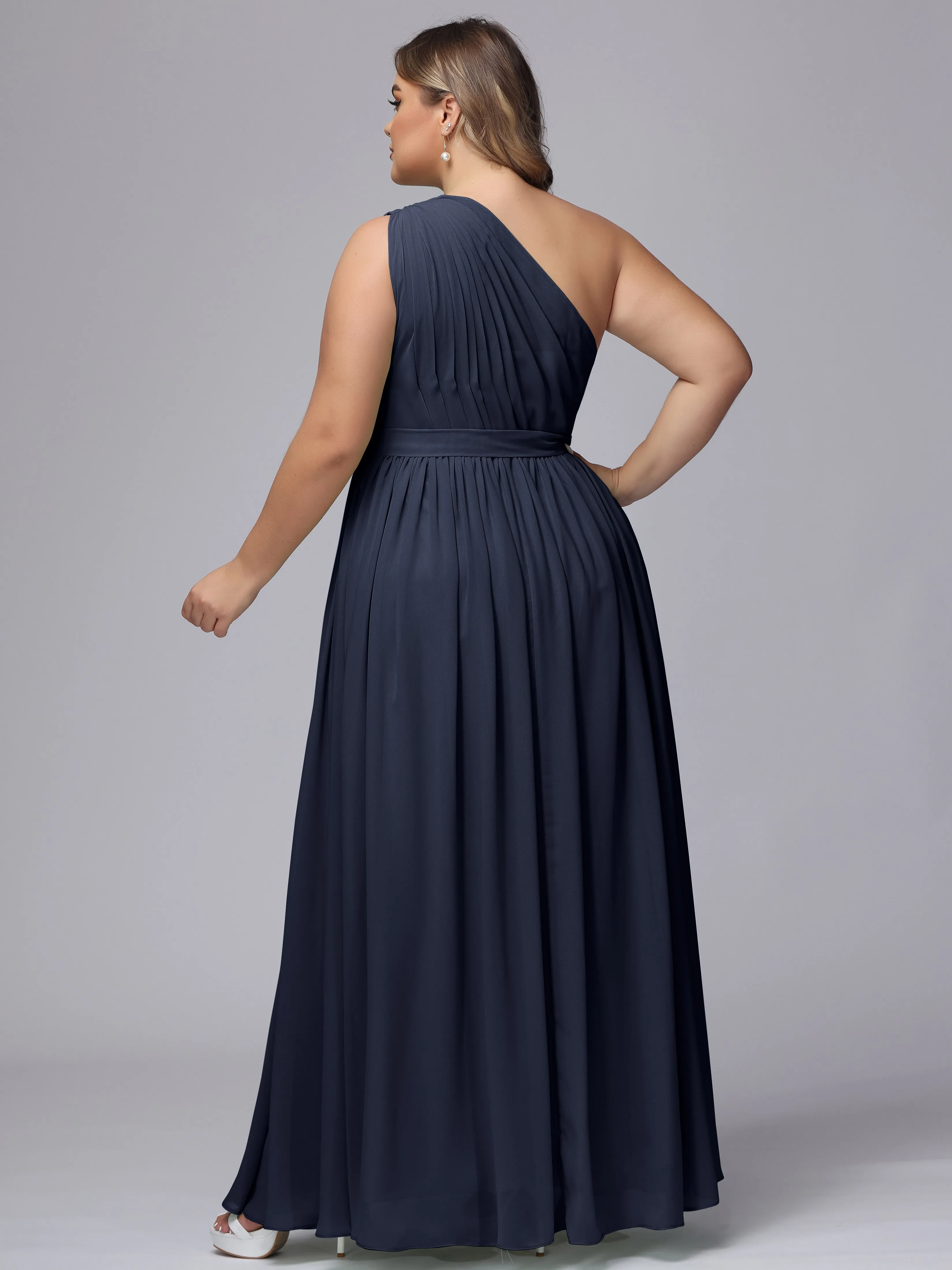 One-shoulder Plus Size Chiffon Bridesmaid Dresses