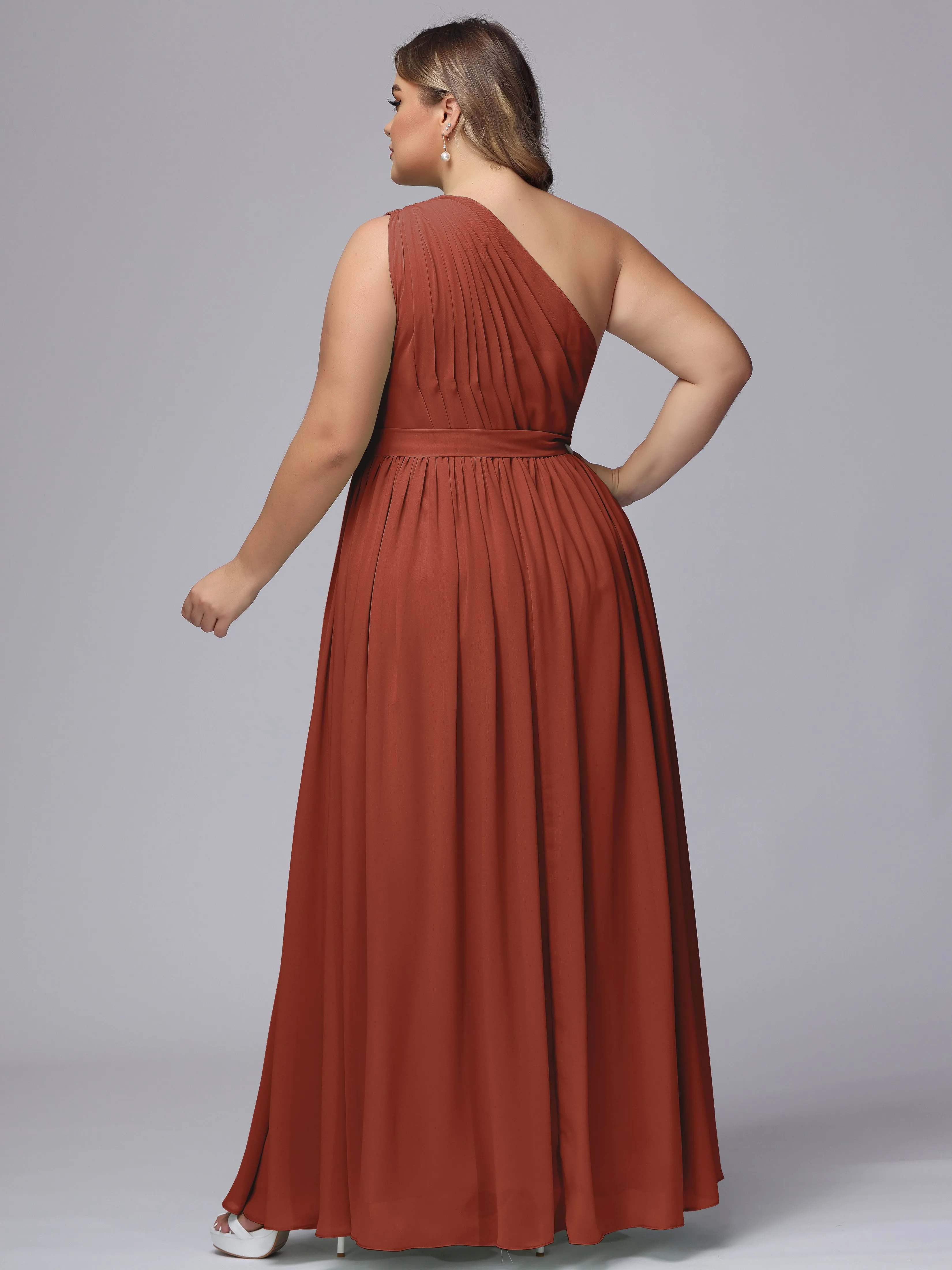 One-shoulder Plus Size Chiffon Bridesmaid Dresses