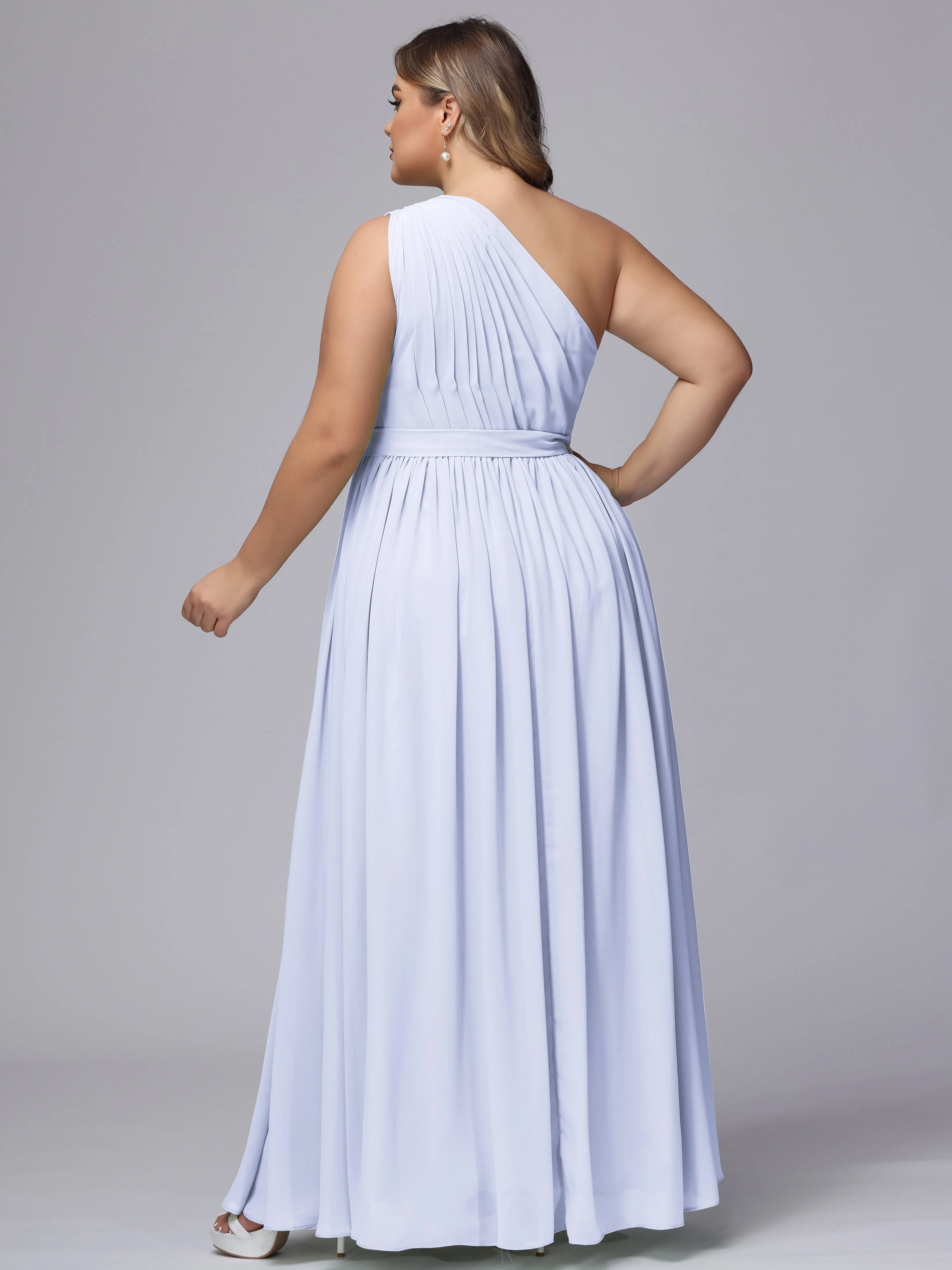One-shoulder Plus Size Chiffon Bridesmaid Dresses