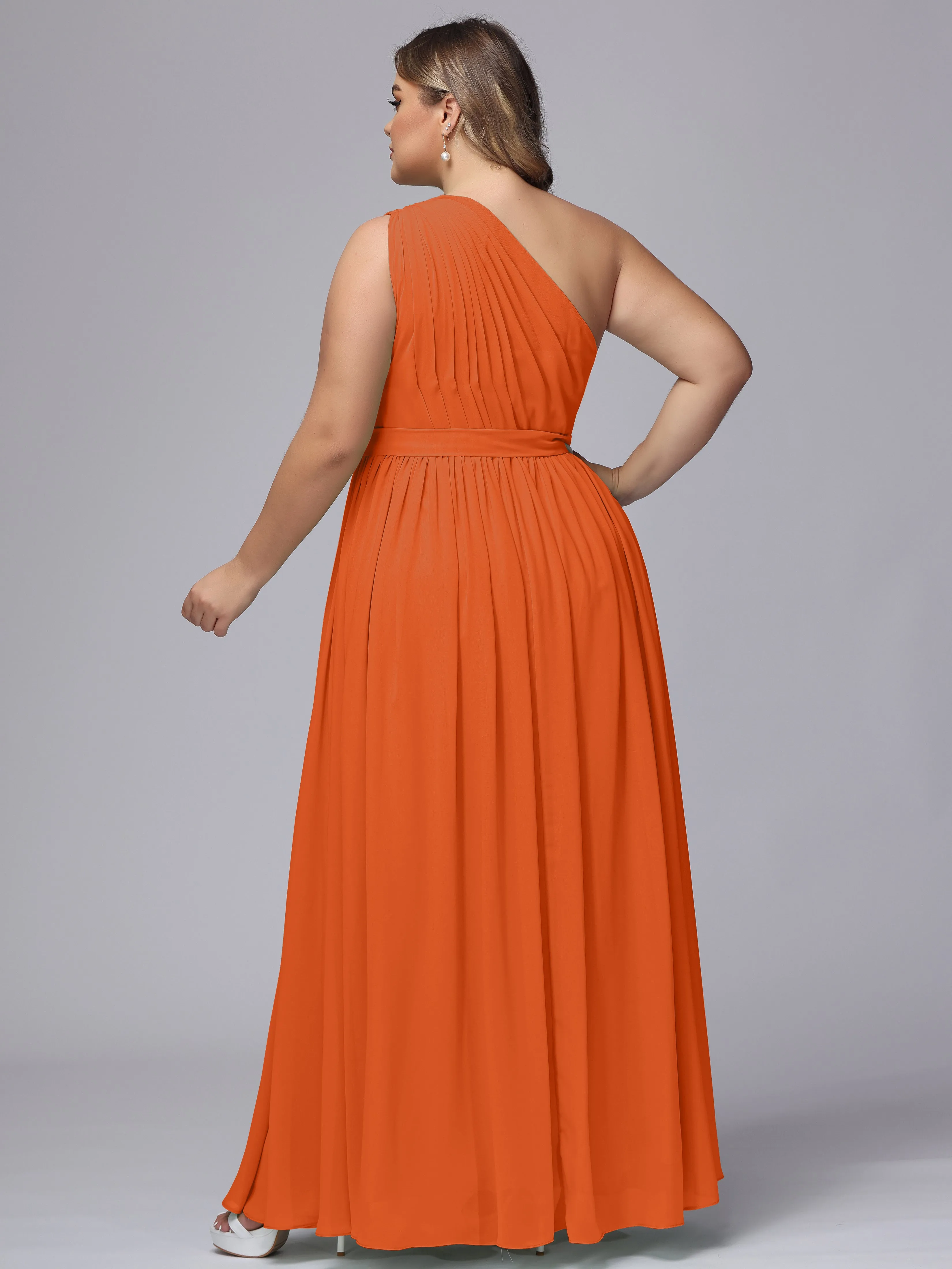 One-shoulder Plus Size Chiffon Bridesmaid Dresses
