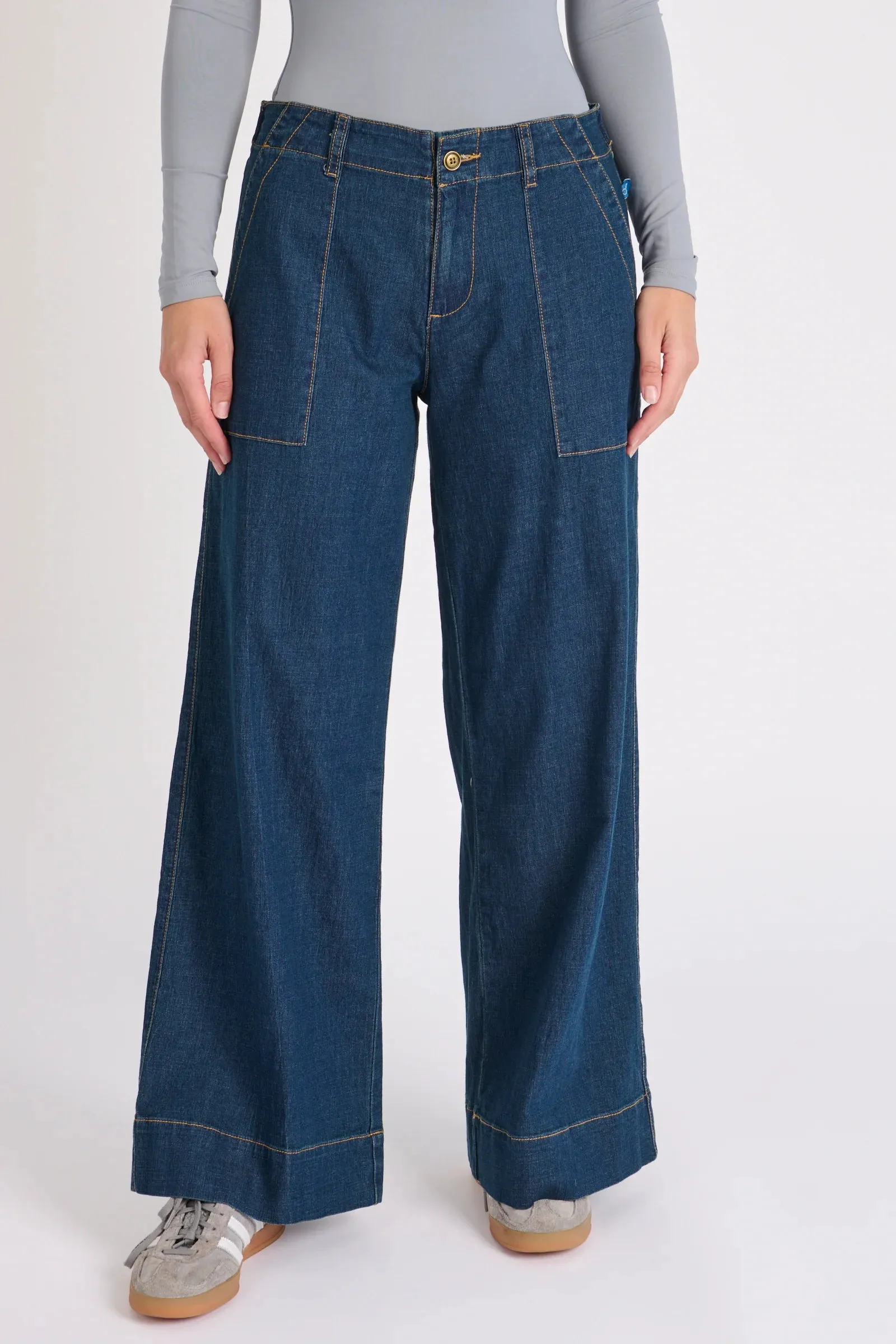 One Ten Willow 1015420 Wide Leg Jeans - Dark Denim