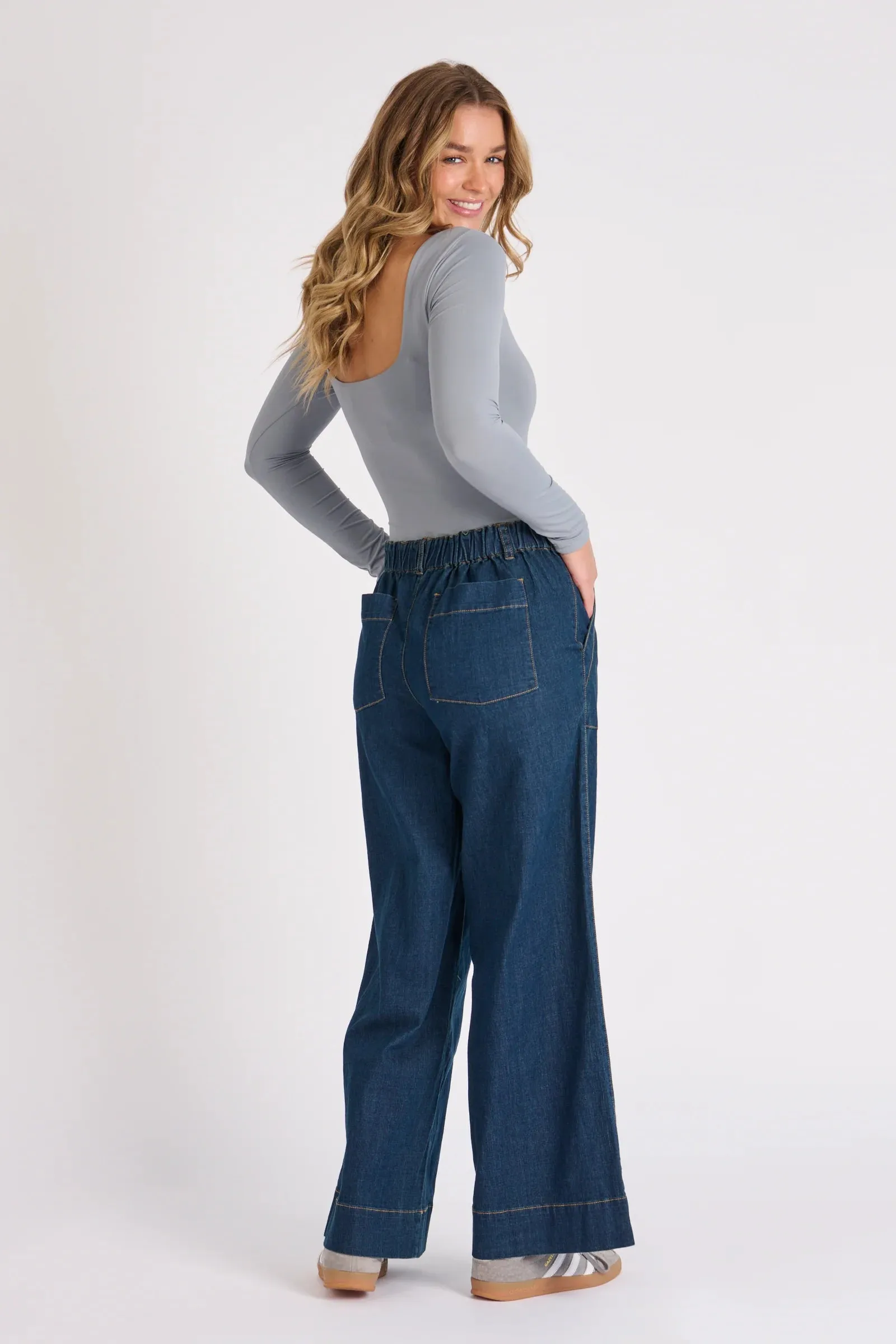 One Ten Willow 1015420 Wide Leg Jeans - Dark Denim
