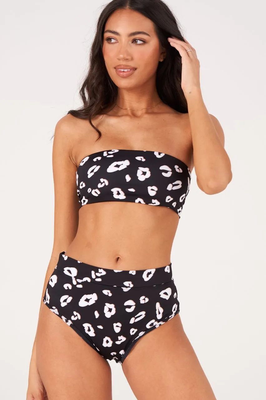 ONZIE High Rise Bikini Black and White Leopard