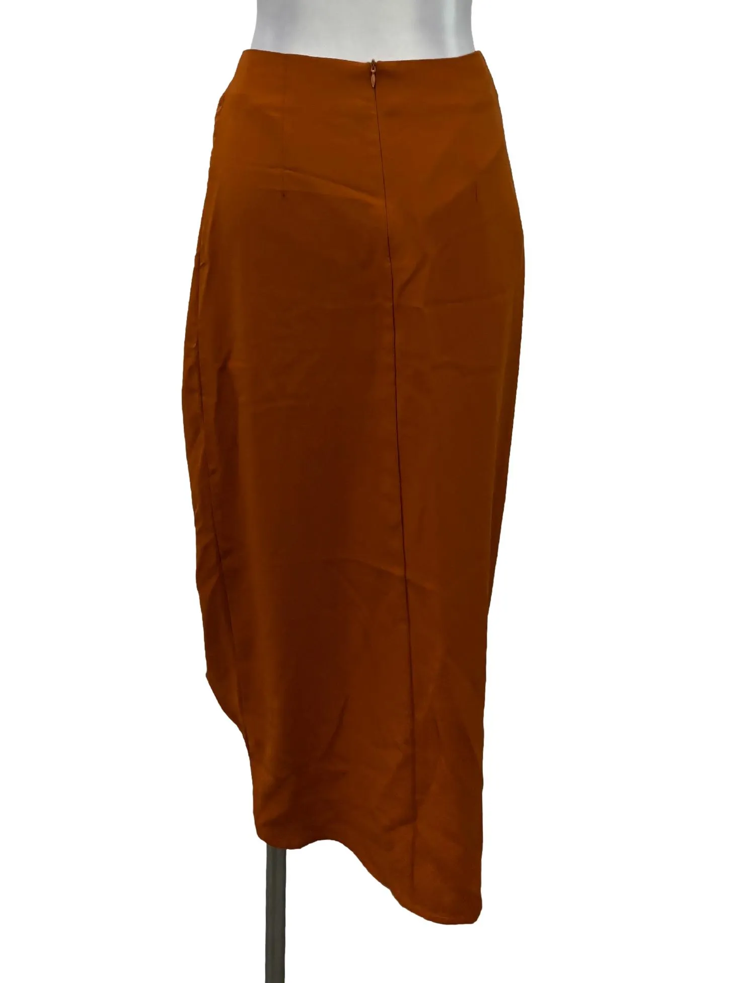 Orange Front Ruch Midi Skirt
