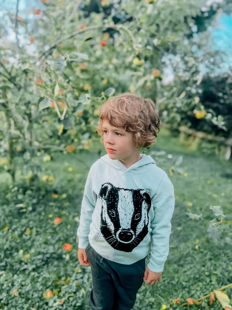 Organic Cotton Kids Hoodie | Badger Aloe Green