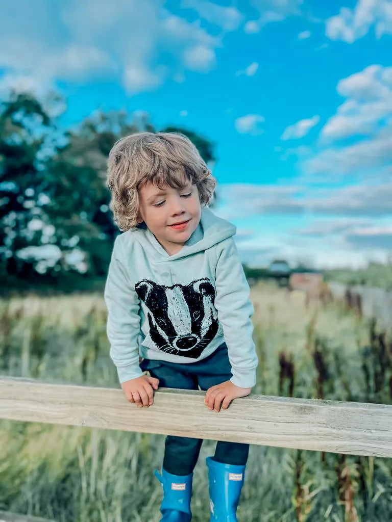 Organic Cotton Kids Hoodie | Badger Aloe Green