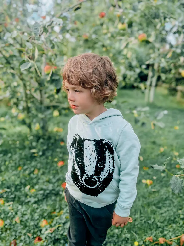 Organic Cotton Kids Hoodie | Badger Aloe Green