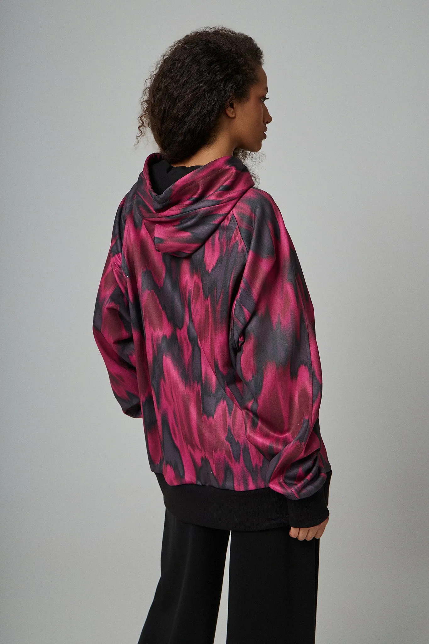 Oversized φούτερ με abstract watercolour print | Βουργουνδί
