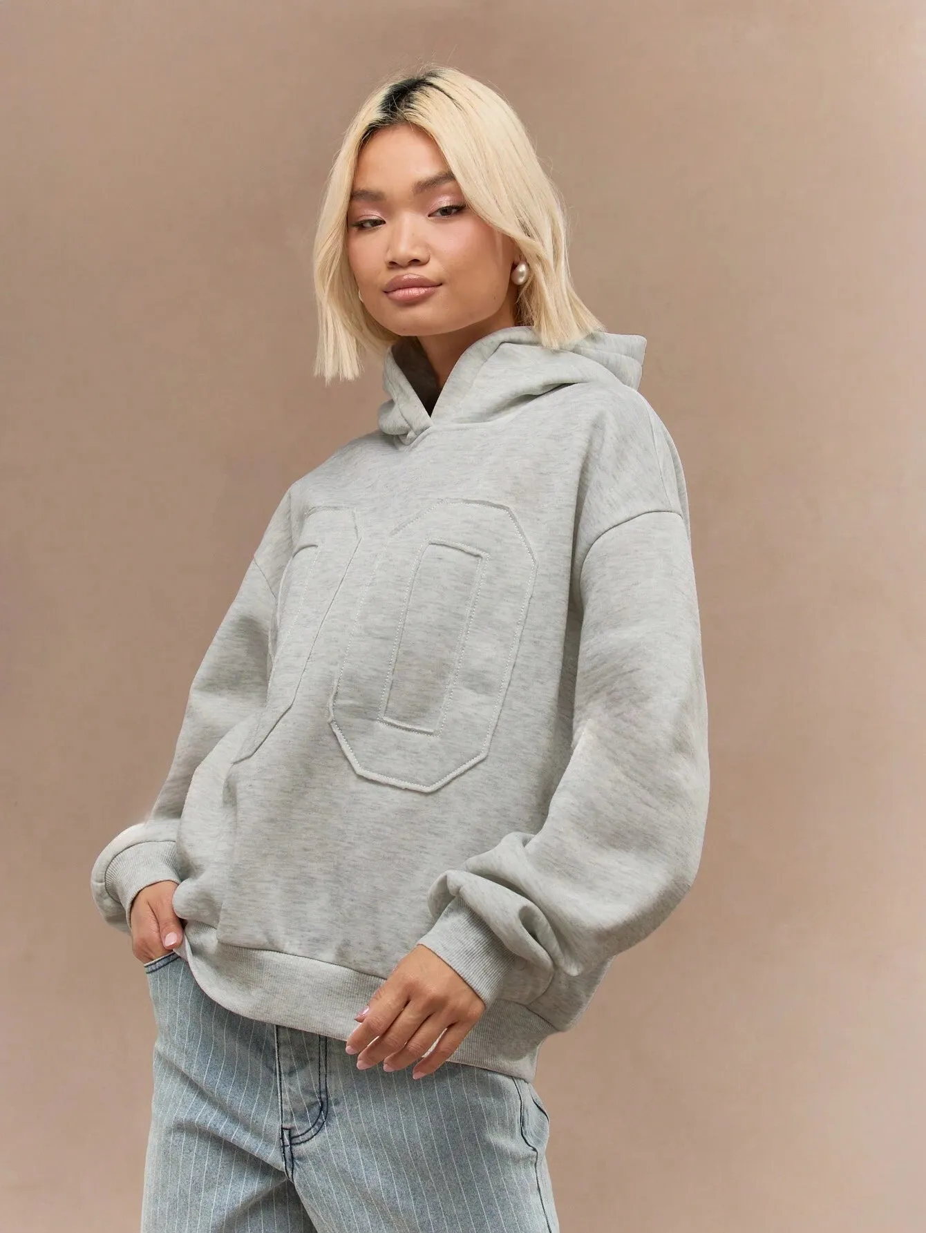 Oversized Applique Hoodie with Long Sleeves