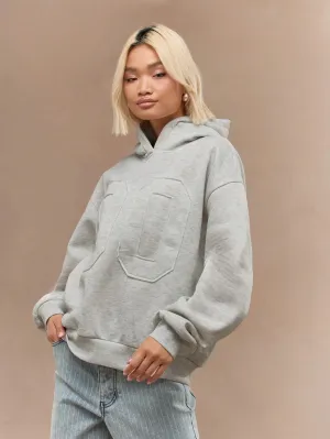 Oversized Applique Hoodie with Long Sleeves