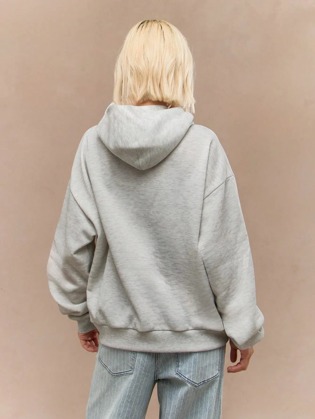 Oversized Applique Hoodie with Long Sleeves