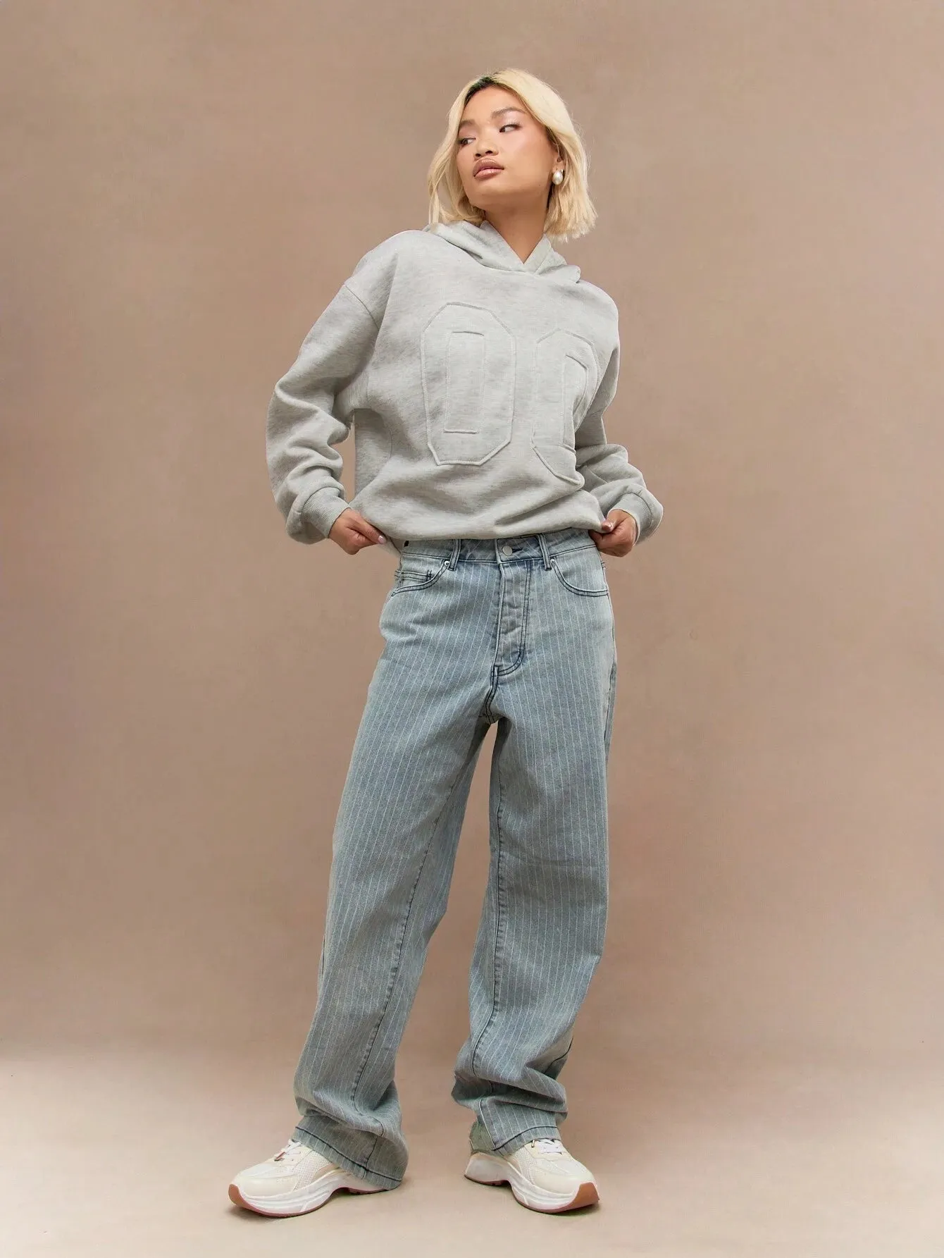 Oversized Applique Hoodie with Long Sleeves