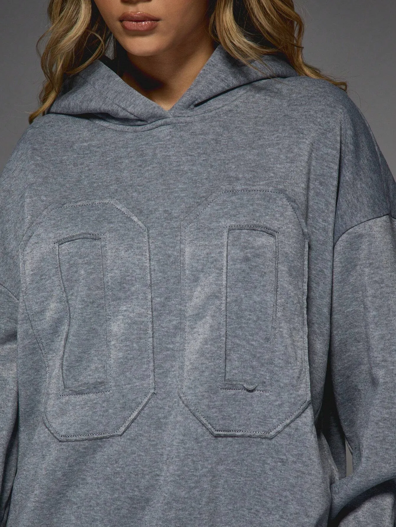 Oversized Applique Hoodie with Long Sleeves