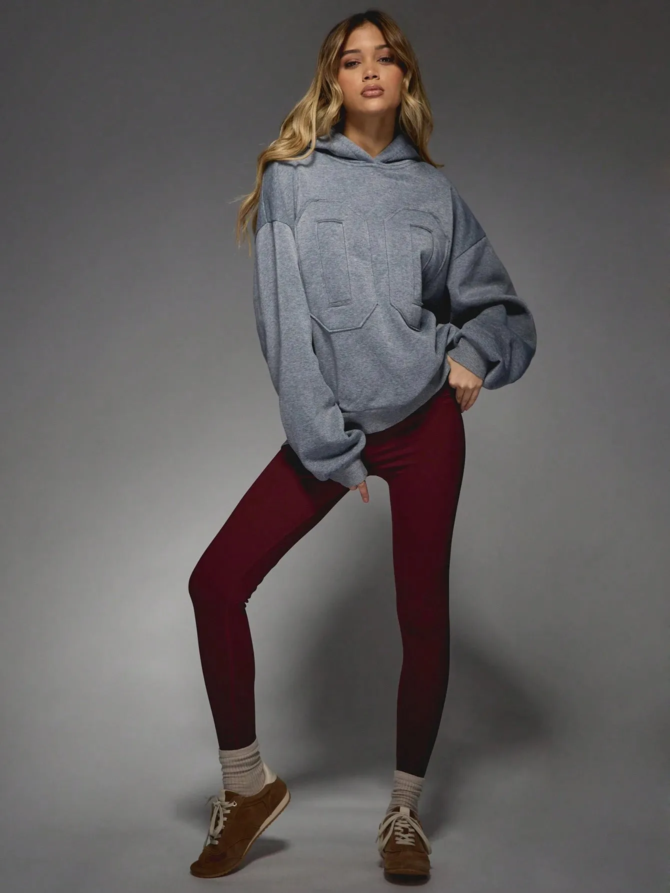 Oversized Applique Hoodie with Long Sleeves