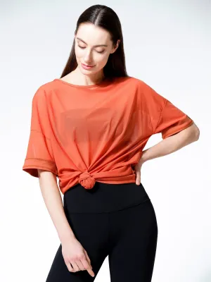 OVERSIZED MESH TEE, MAPLE