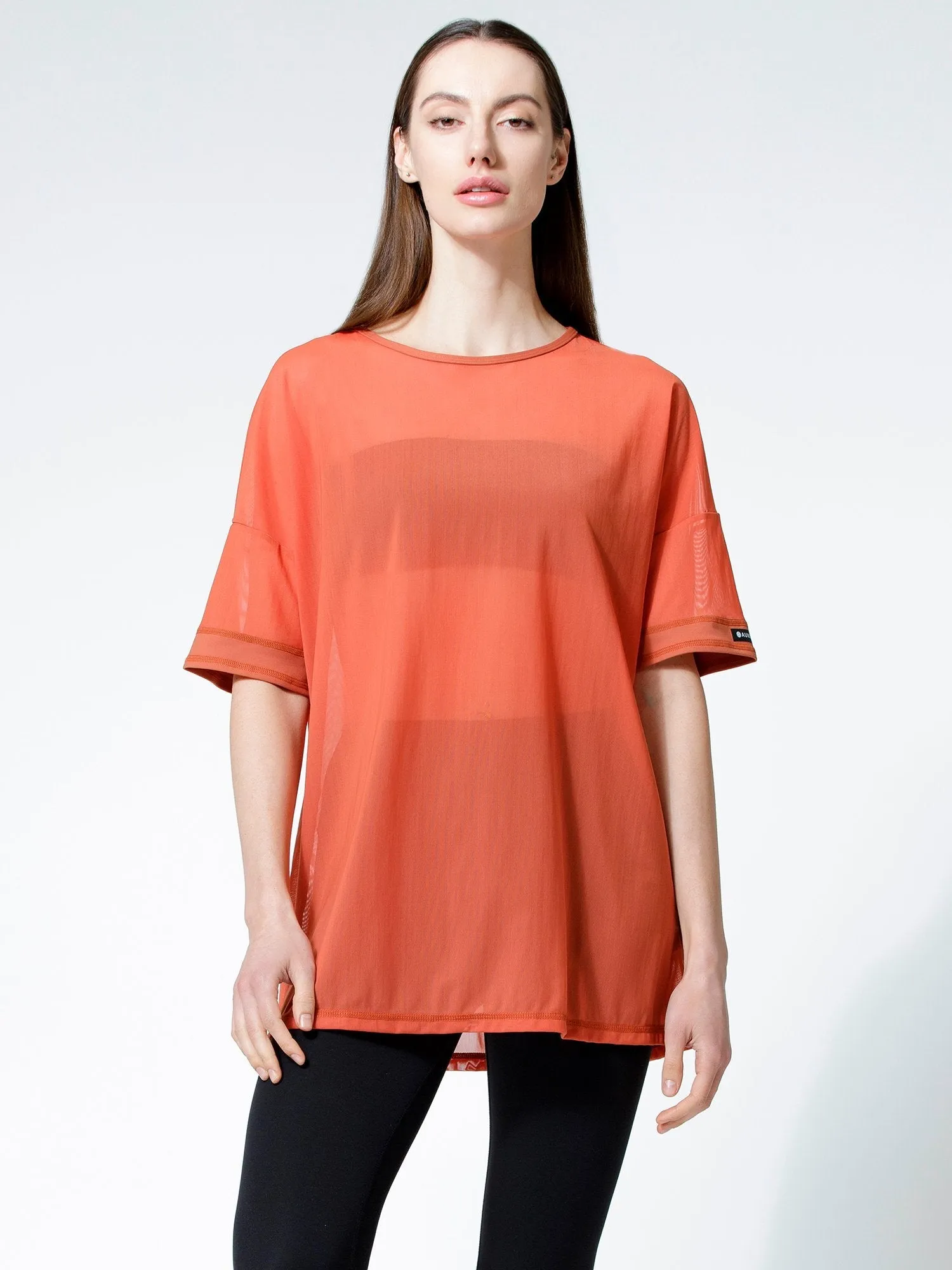 OVERSIZED MESH TEE, MAPLE