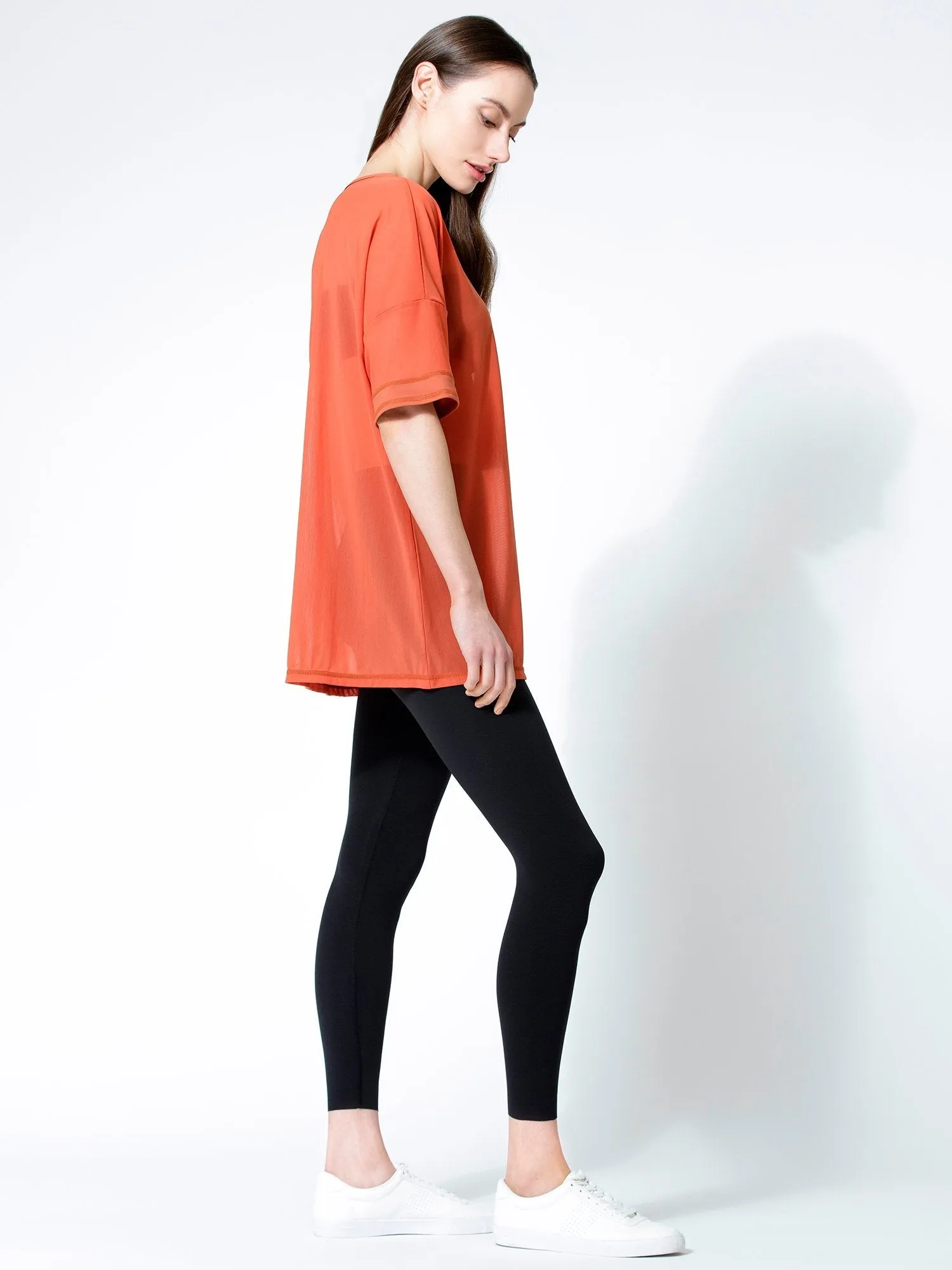 OVERSIZED MESH TEE, MAPLE