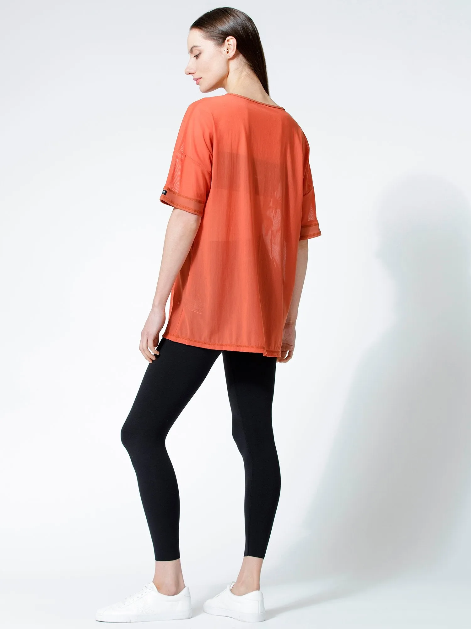 OVERSIZED MESH TEE, MAPLE