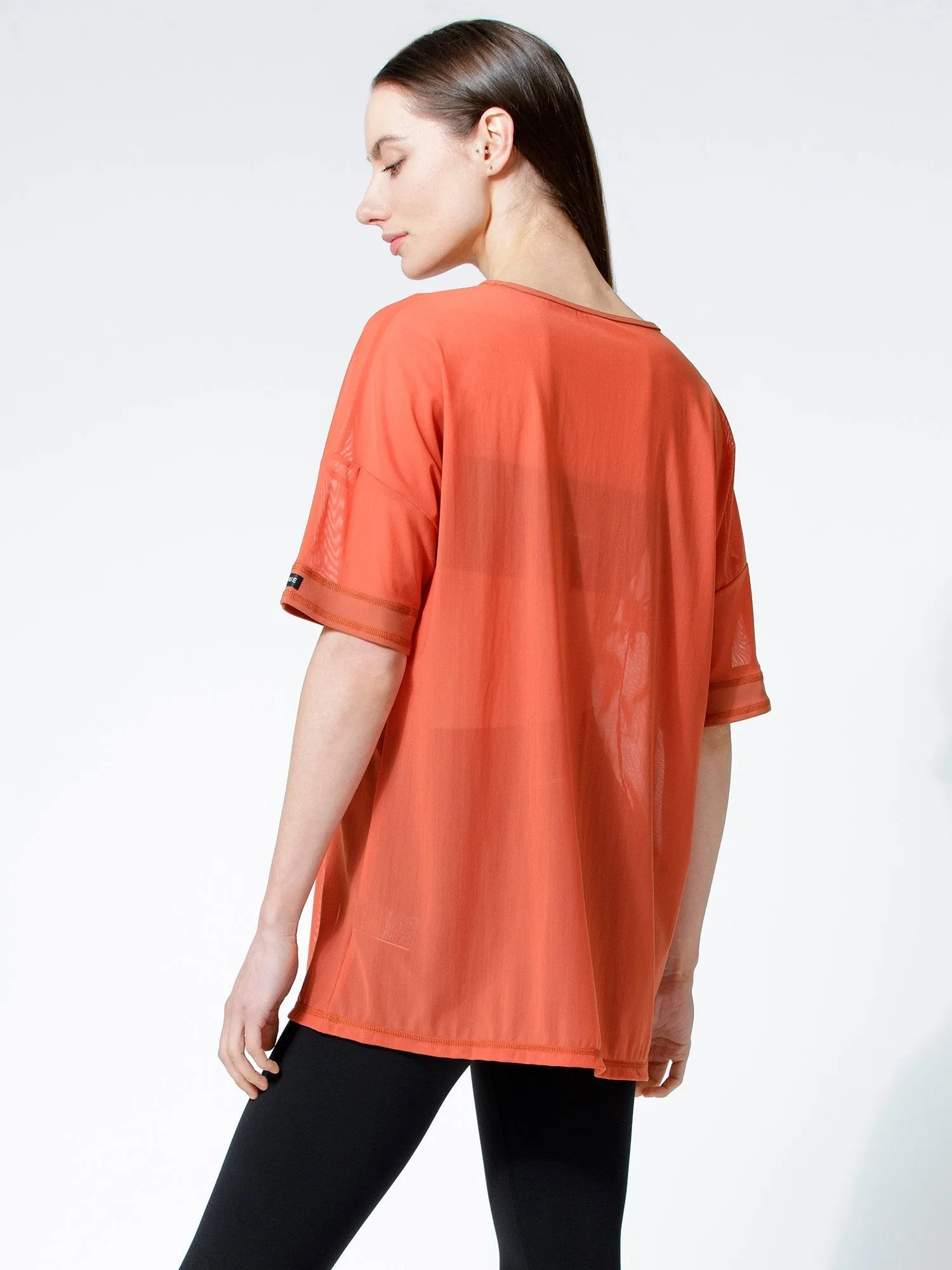 OVERSIZED MESH TEE, MAPLE