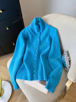 Oversized Turtleneck Knit Cardigan For Women, Long Sleeve, Casual Spring/Autumn/Winter Top